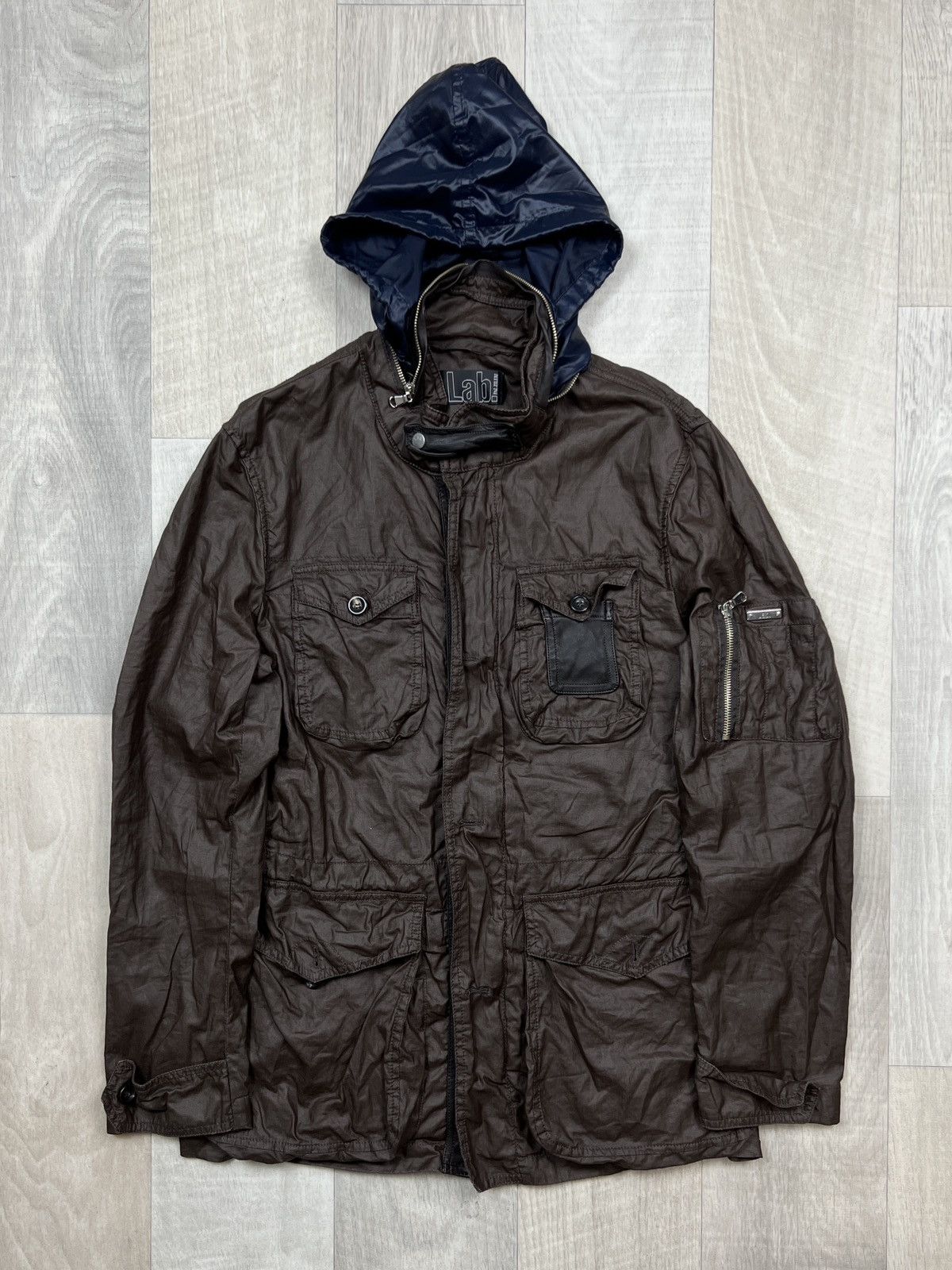 image of Lab By Pal Zileri Linen Waterproof Jacket (Y0283) in Brown, Men's (Size Large)