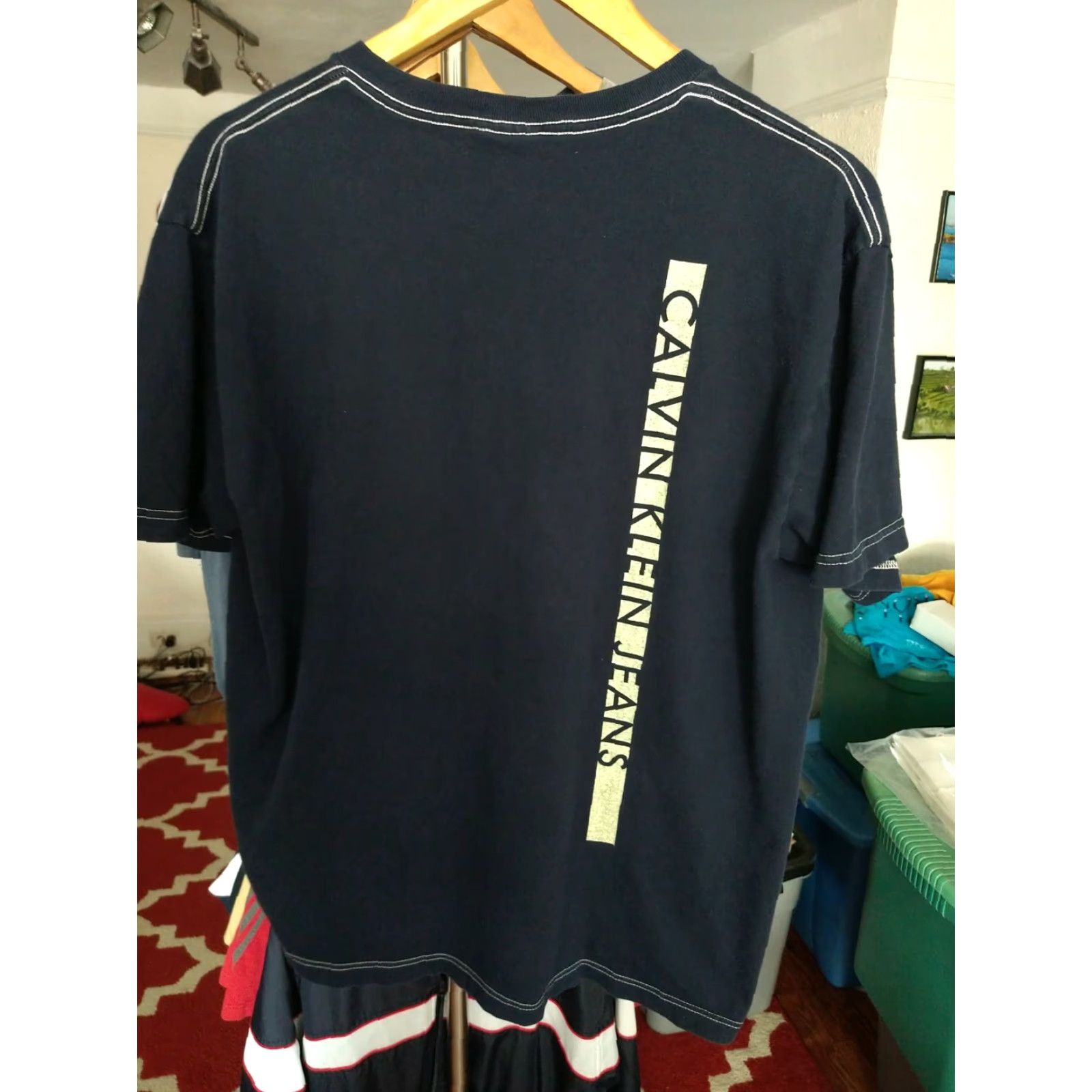 Calvin Klein VINTAGE Calvin Klein T-shirt Men M Striped Chest and back 90s Blue Sample Size US M / EU 48-50 / 2 - 3 Thumbnail