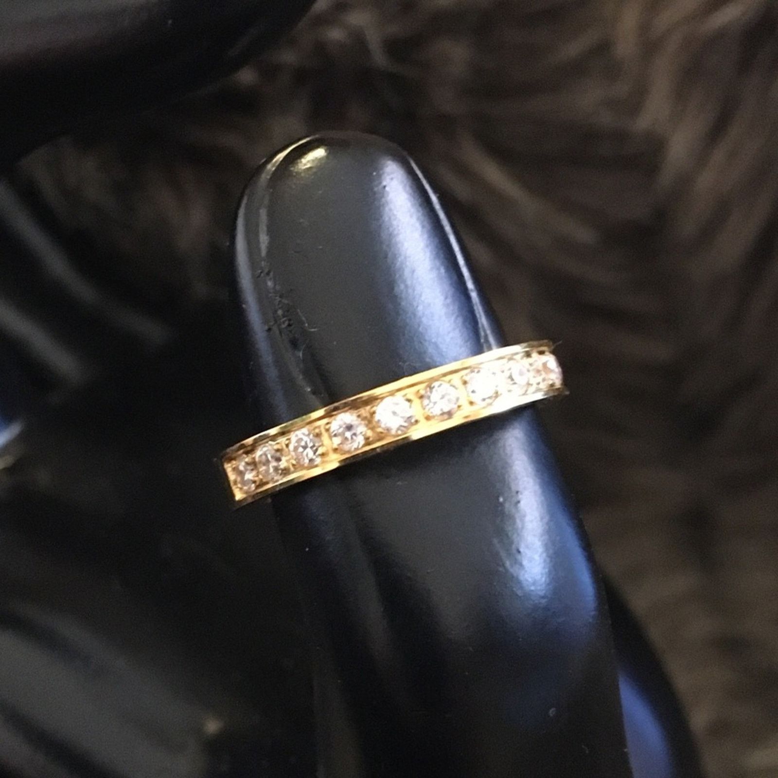 Jewelry Blue Steel stainless steel ion plated cz band ring Size ONE SIZE - 7 Thumbnail