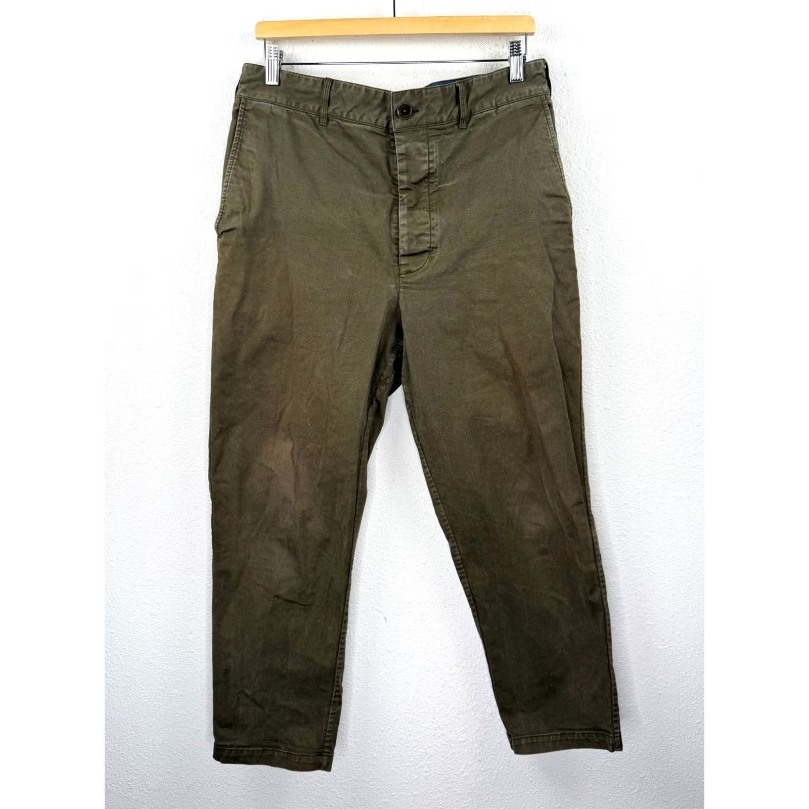 Alex Mill Alex Mill Pants Mens 34 Olive Green Chino Casual Casual Wear Straight Leg 27in Inseam 33w 27l Regular Rise 13in Button Zip Size US 34 / EU 50 - 2 Thumbnail