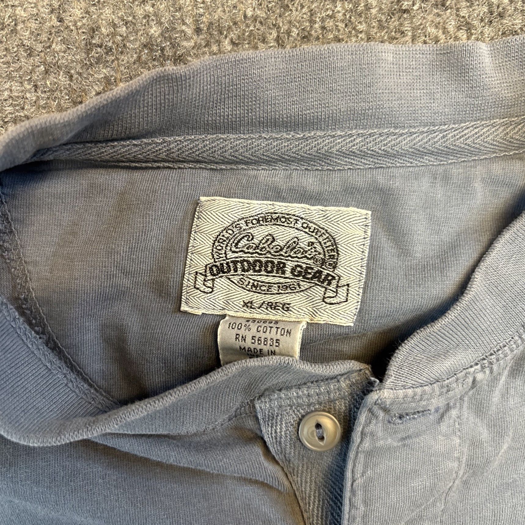 Vintage Cabela's Long Sleeved Thermal Button Henley Shirt Gray Blue Size XL Cotton Men Mens Shirt Size US XL / EU 56 / 4 - 2 Thumbnail