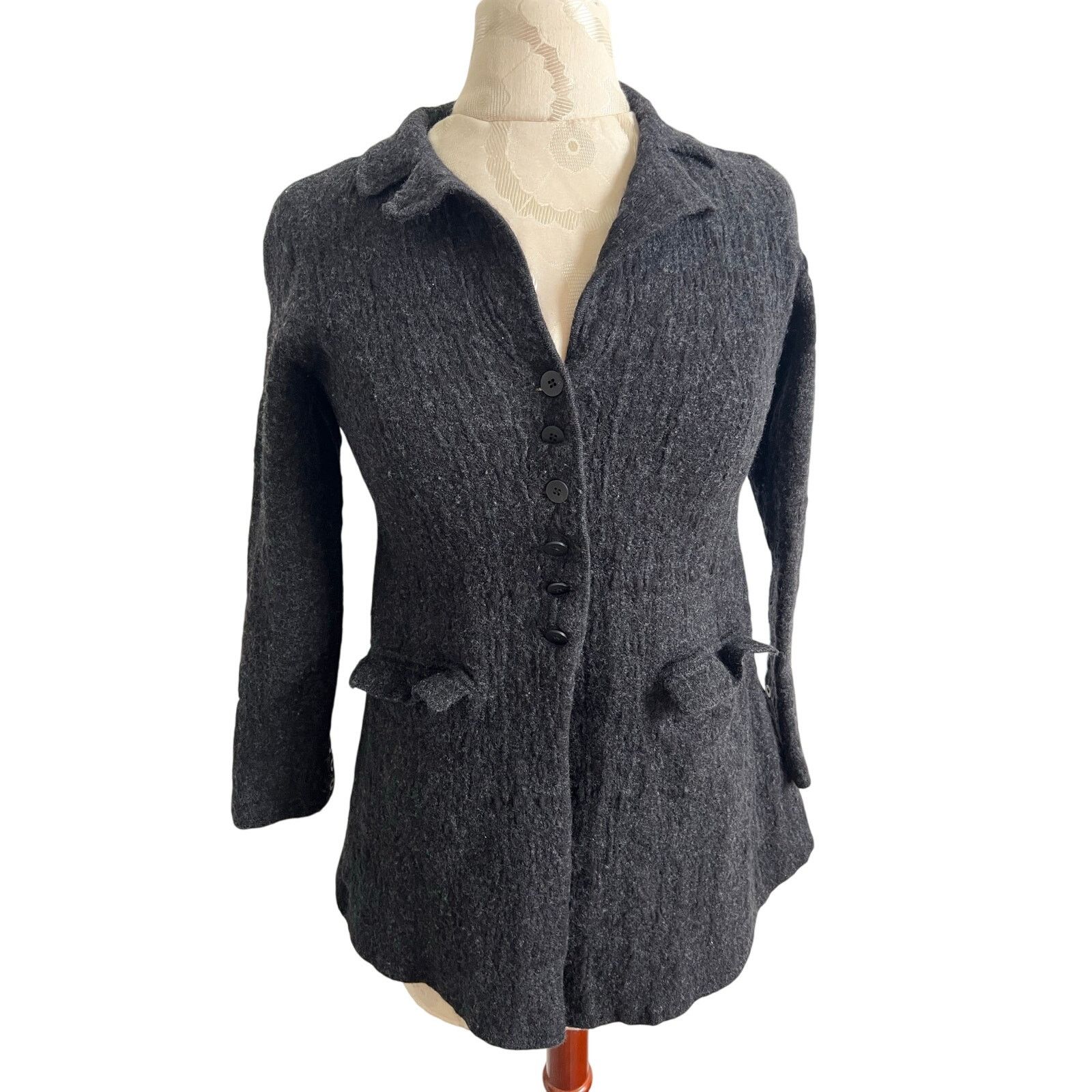 Eileen Fisher Eileen Fisher Button Up Wool Blend Gray Jacket Small Size S / US 4 / IT 40 - 1 Thumbnail