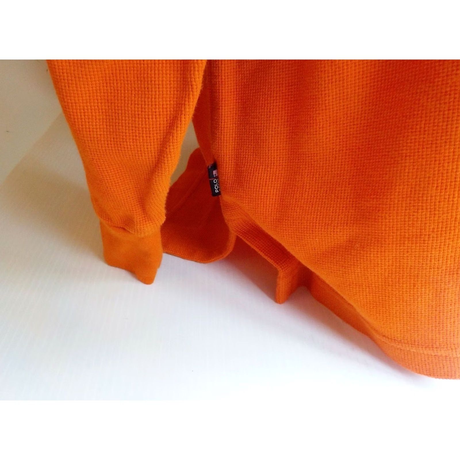 Vintage Polo Sport LS Polo/Rugby Shirt Orange XL Men's Polo Sport Embroidered Spellout Left Breast with Flag 100% Cotton Size US XL / EU 56 / 4 - 3 Thumbnail