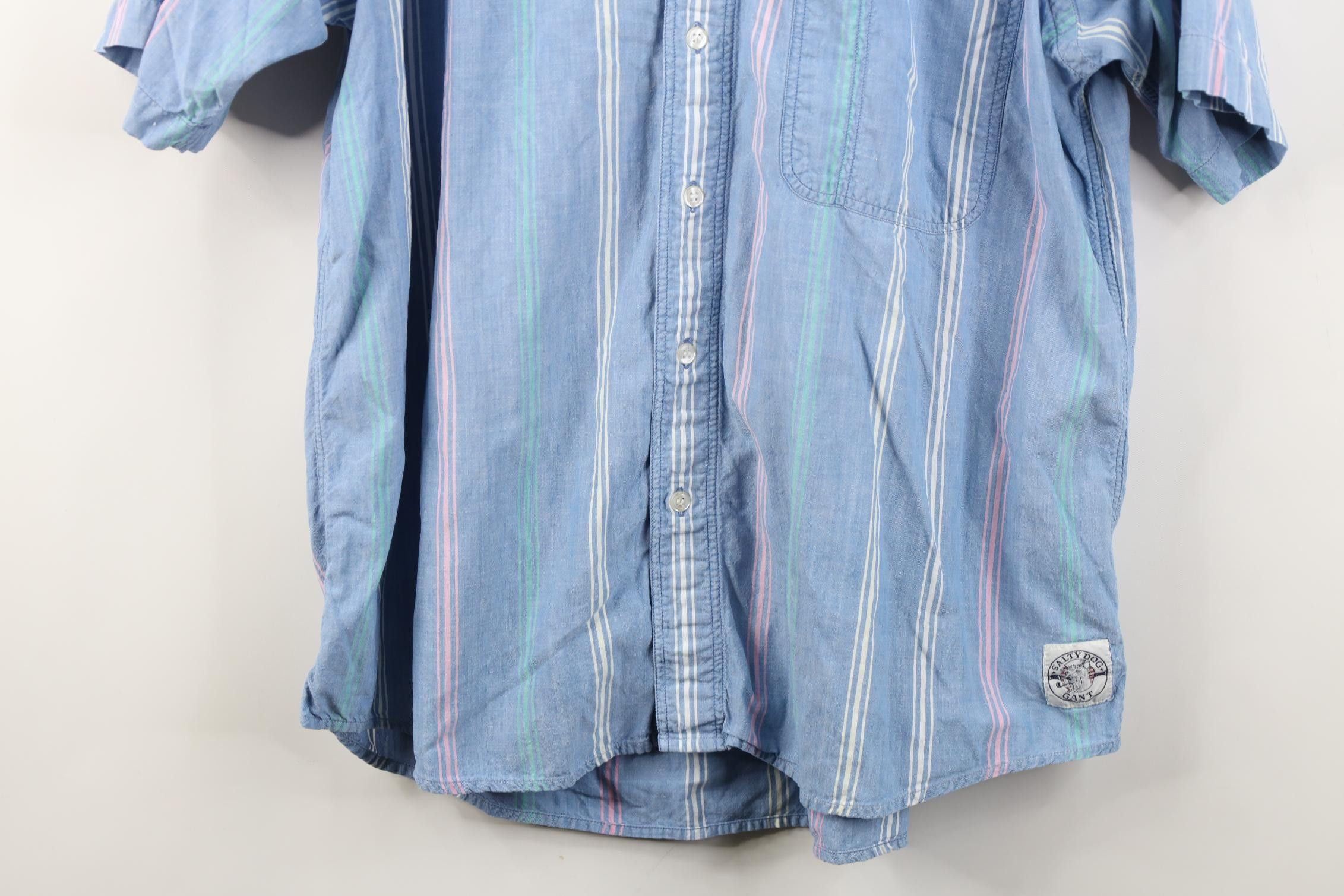 Vintage Vintage 90s Streetwear Chambray Short Sleeve Button Shirt Size US L / EU 52-54 / 3 - 3 Thumbnail