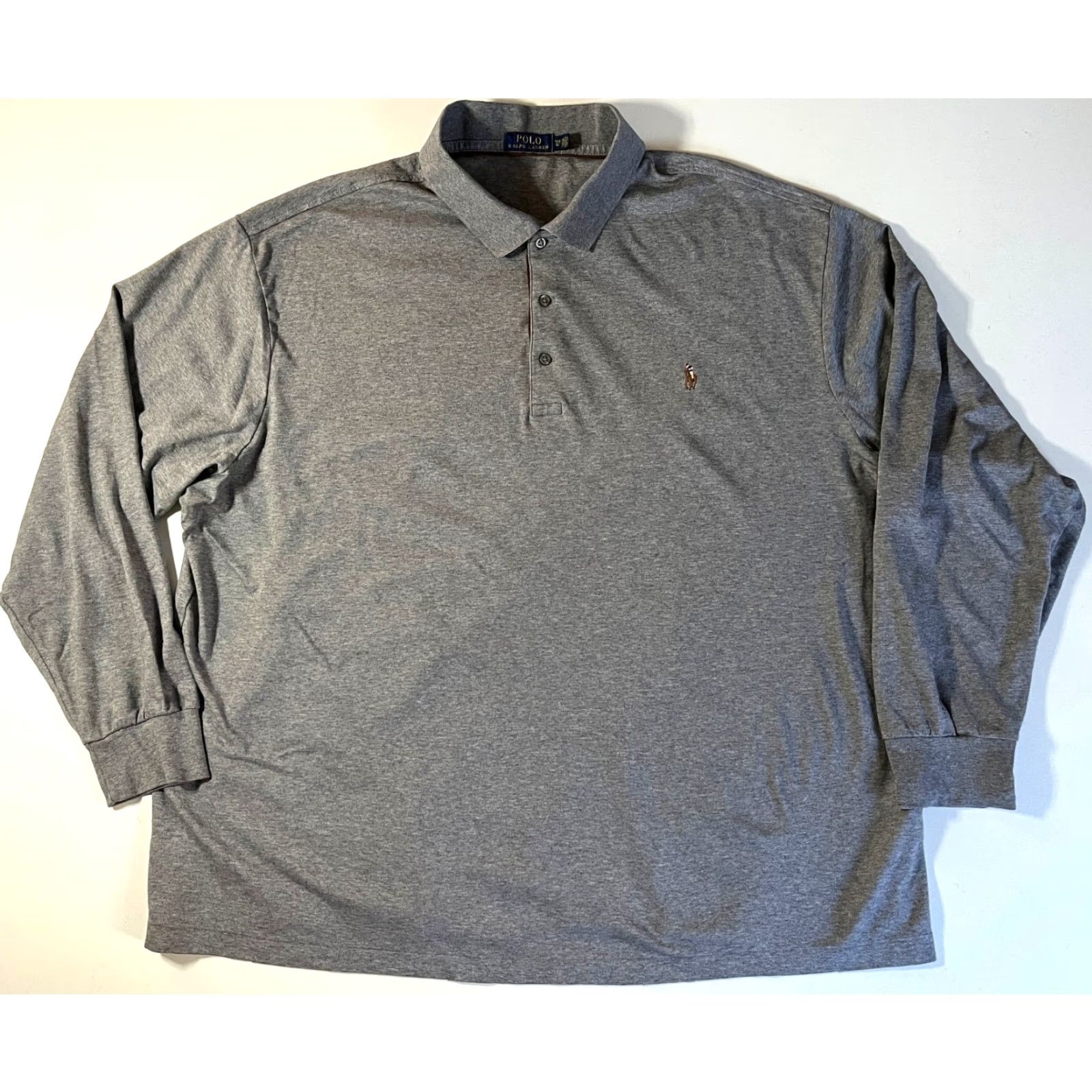 Polo Ralph Lauren Polo Ralph Lauren Shirt Men's Long Sleeve Polo Gray 3XB Big & Tall Classic Embroidered Logo, Button-Front, Cotton, Pre-owned Size US XXL / EU 58 / 5 - 3 Thumbnail