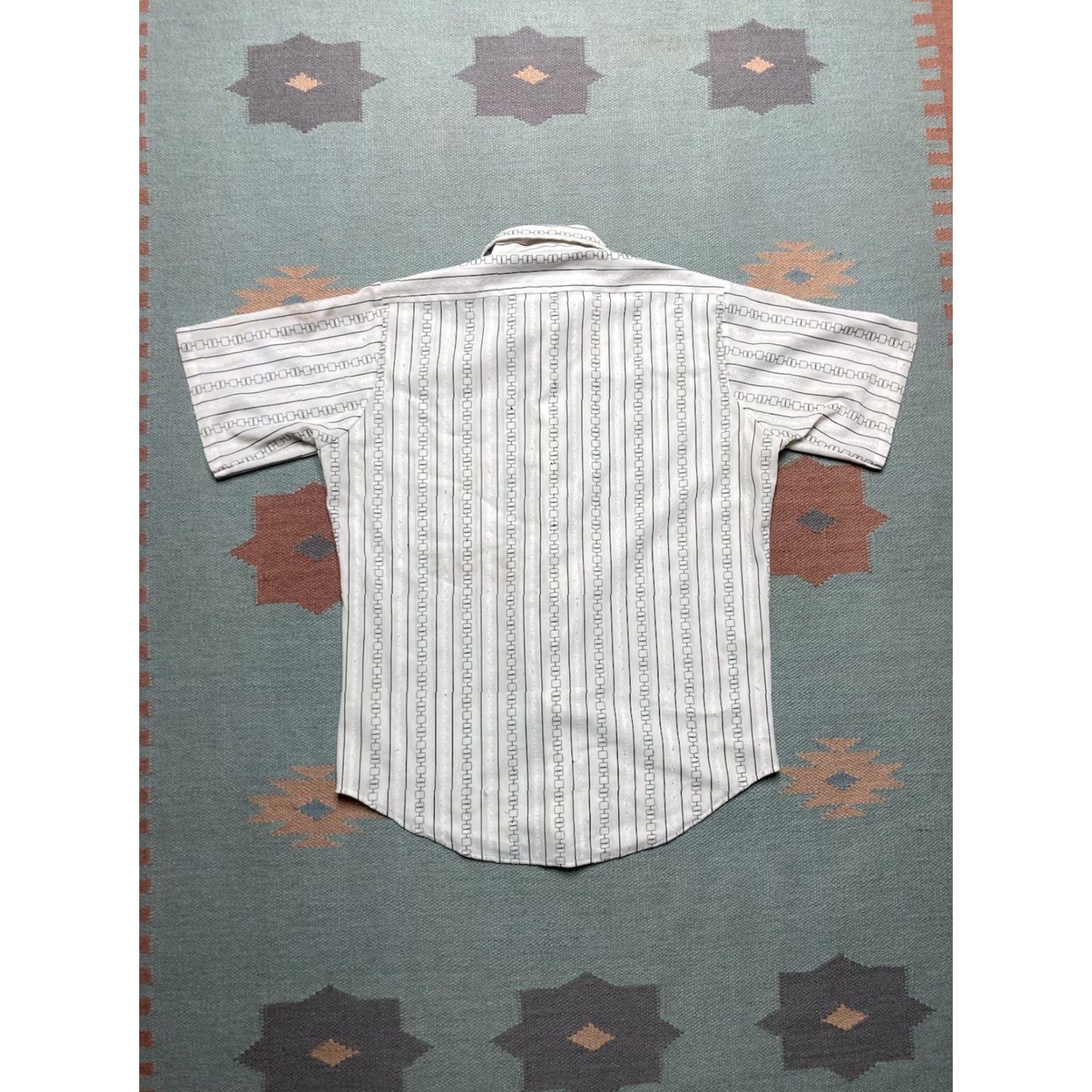 Fruit Of The Loom VINTAGE Fruit of the Loom Polo Shirt Knit Striped Xanadu 1970s Medium White Mens Short Sleeve Button-Up Size US M / EU 48-50 / 2 - 7 Thumbnail