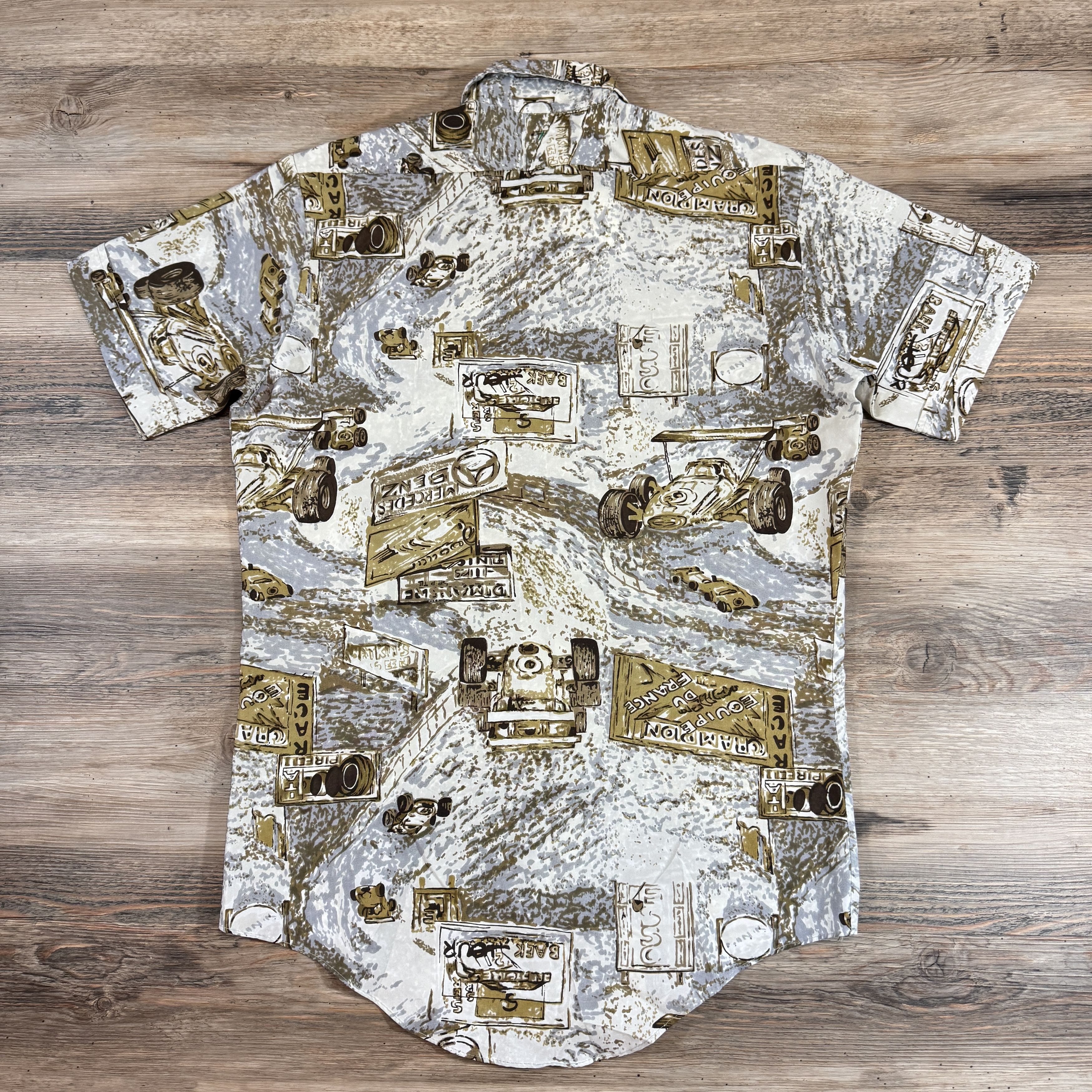 Mercedes-Benz × Vintage 70s Vintage Hawaiian Shirt Mercedes F1 Indy Racing Polyester Size US M / EU 48-50 / 2 - 4 Thumbnail