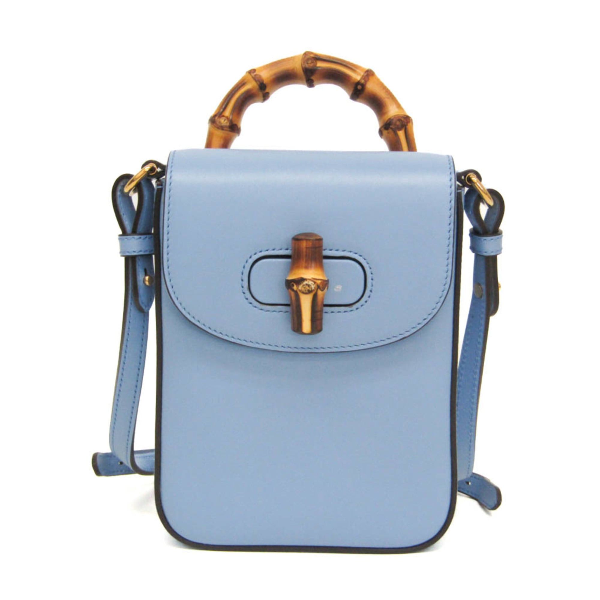 Gucci Gucci Bamboo 702106 Women's Leather Backpack,Handbag,Shoulder Bag Blue Size ONE SIZE - 1 Thumbnail