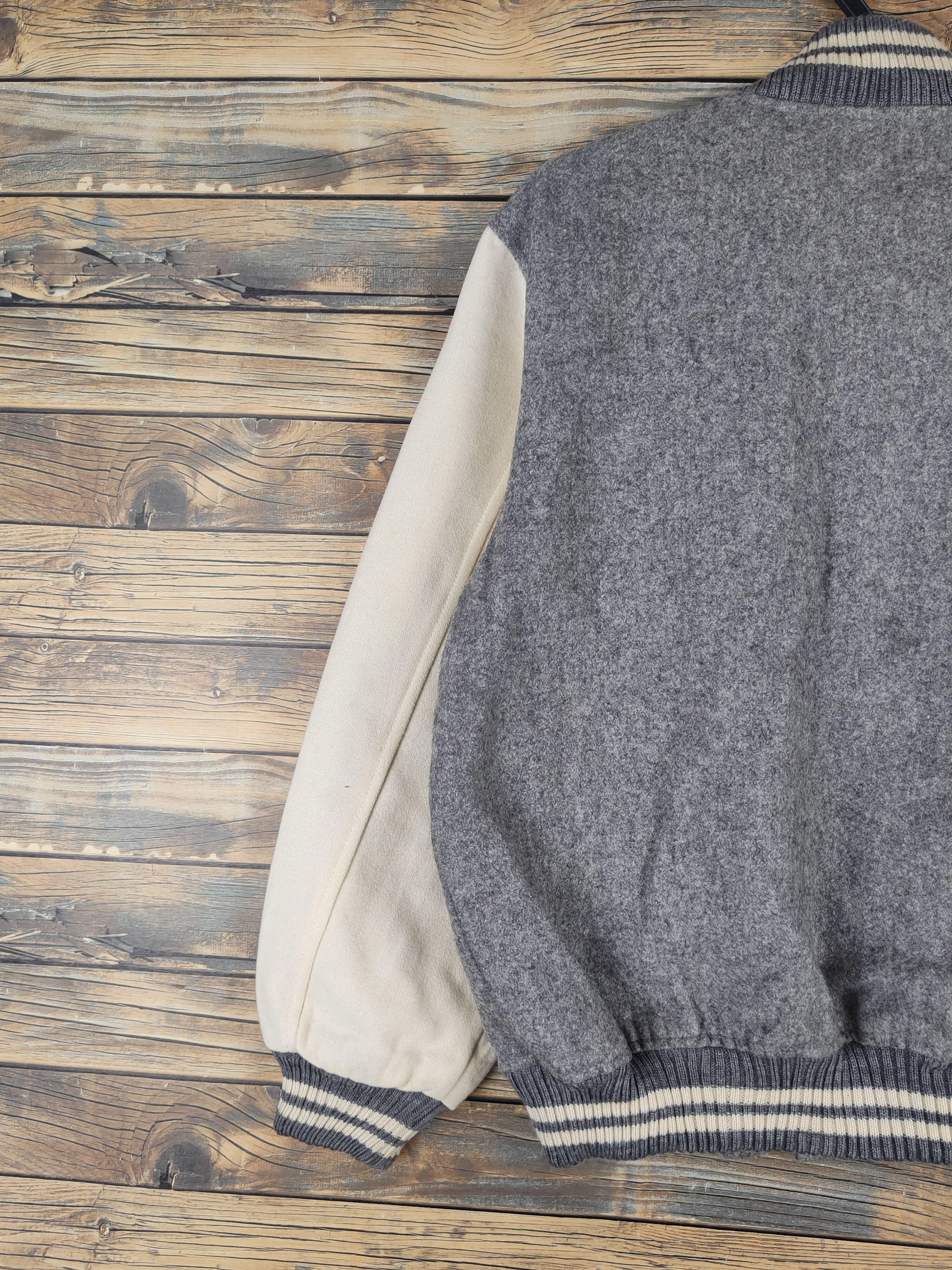 Japanese Brand Patina Gray Cream Varsity Jackets #W1074 Size US L / EU 52-54 / 3 - 8 Thumbnail