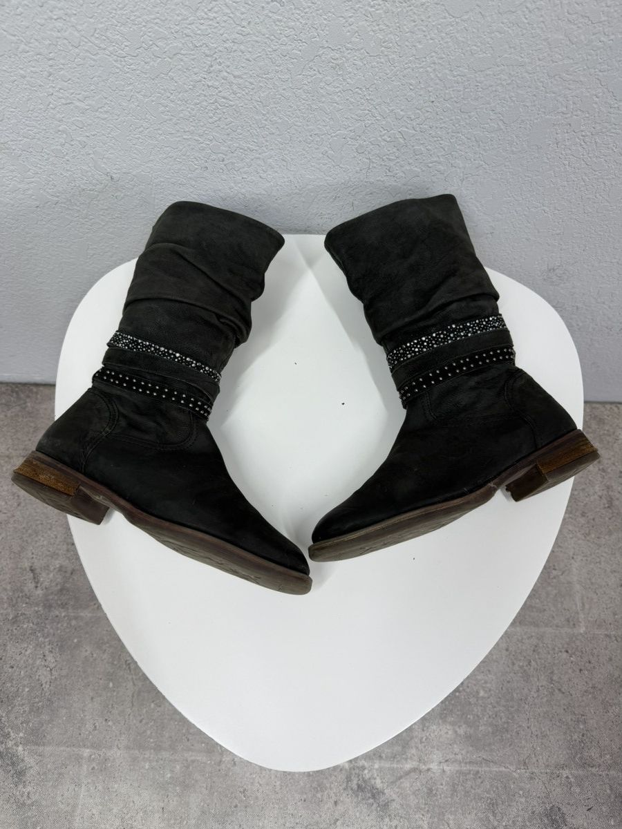 If Six Was Nine Vintage Y2K Black Leather Side Zip Boots Guidi Marsell Style Size US 7.5 / EU 40-41 - 11 Thumbnail