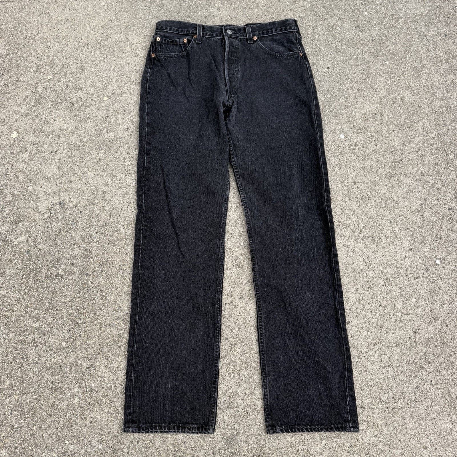 Levi's × Vintage Vintage 90s Levis 501 Faded Black Straight Denim Jeans 34x34 Size US 34 / EU 50 - 1 Thumbnail