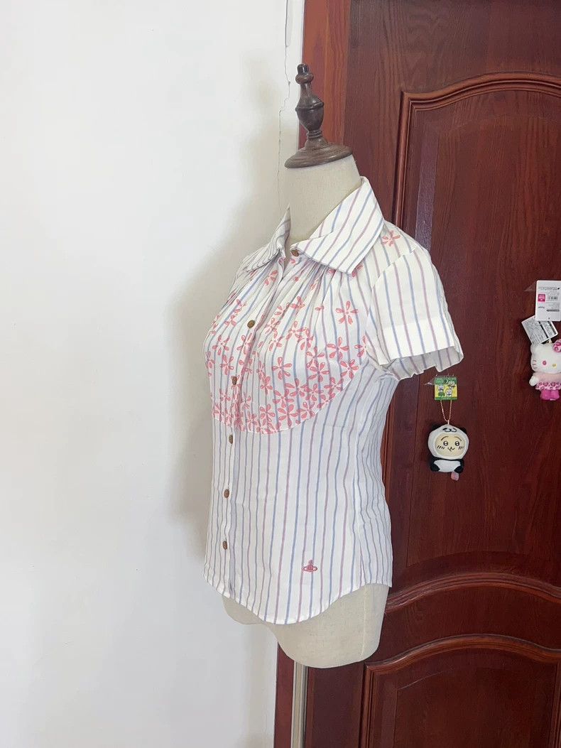 Vivienne Westwood Vivienne Westwood size2 Blue and purple striped short-sleev Size M / US 6-8 / IT 42-44 - 3 Thumbnail