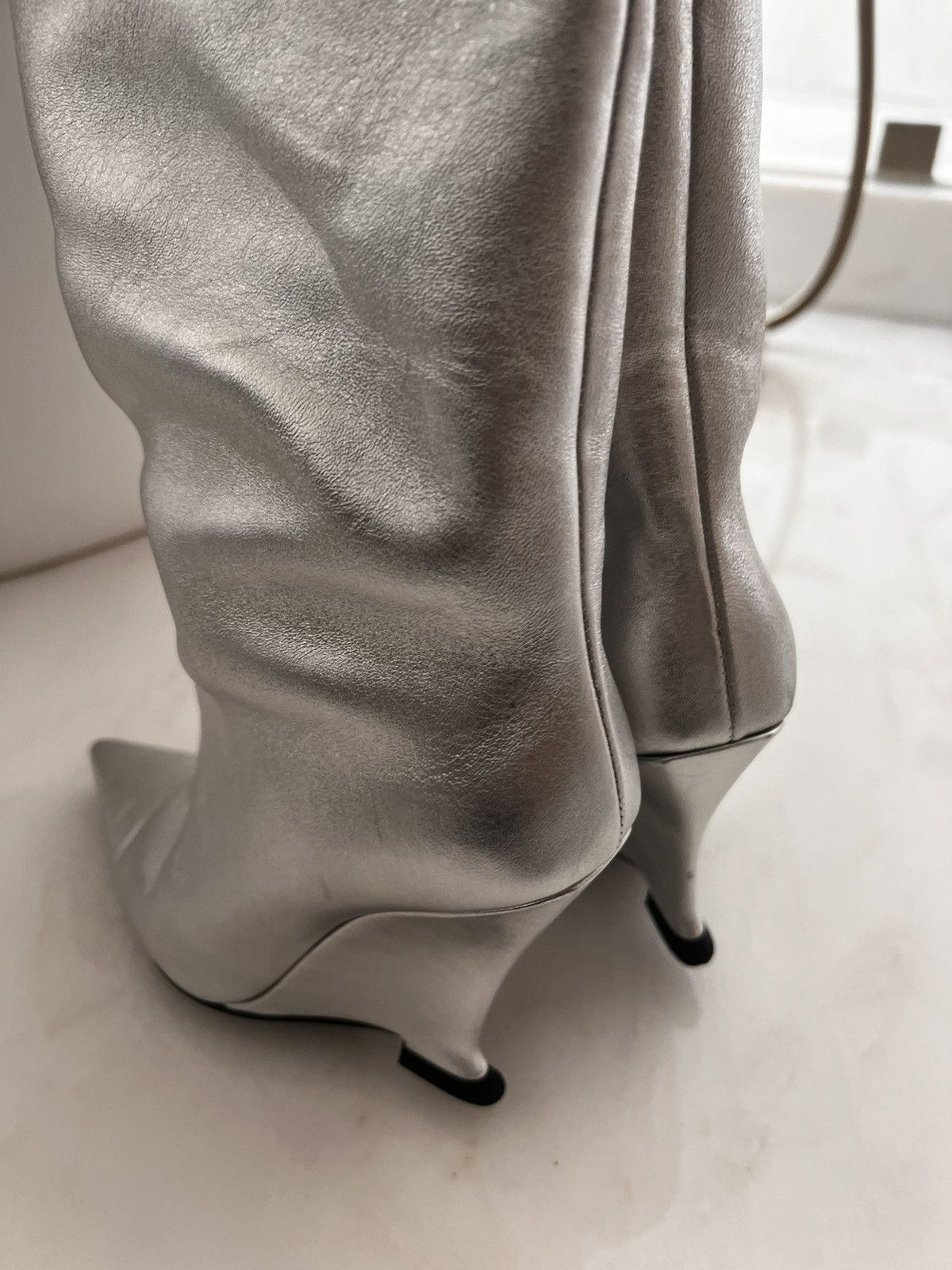 Japanese Brand Knee high wedge silver boots Size US 6.5 / IT 36.5 - 9 Thumbnail