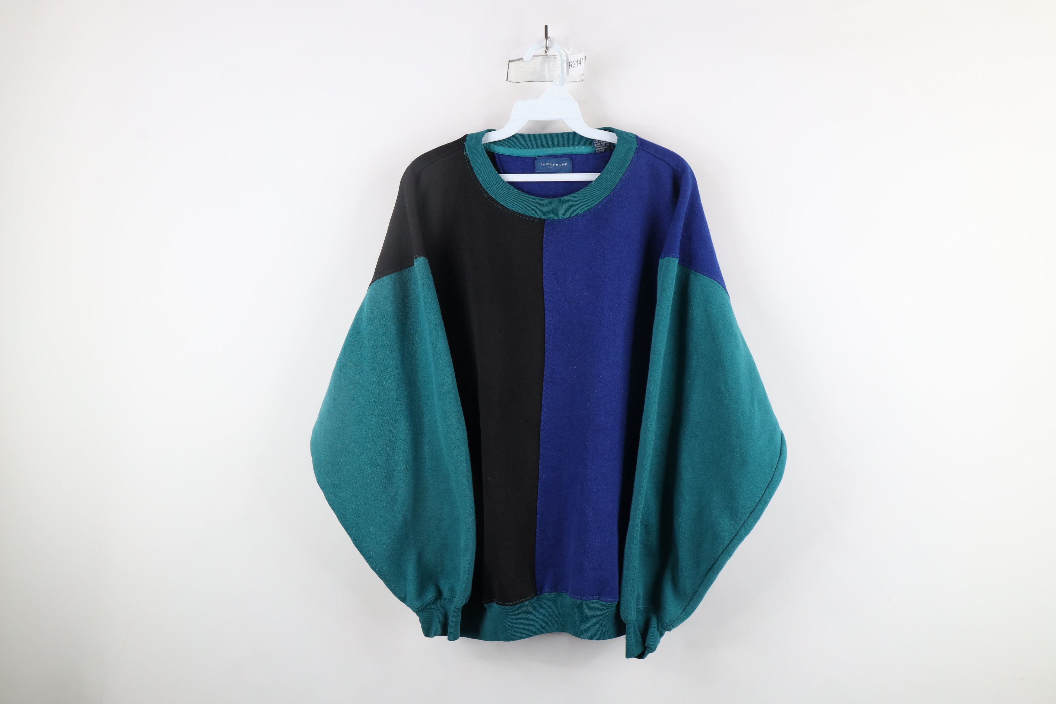 Vintage Vintage 90s Streetwear Block Cut N Sew Crewneck Sweatshirt Size US XL / EU 56 / 4 - 1 Thumbnail