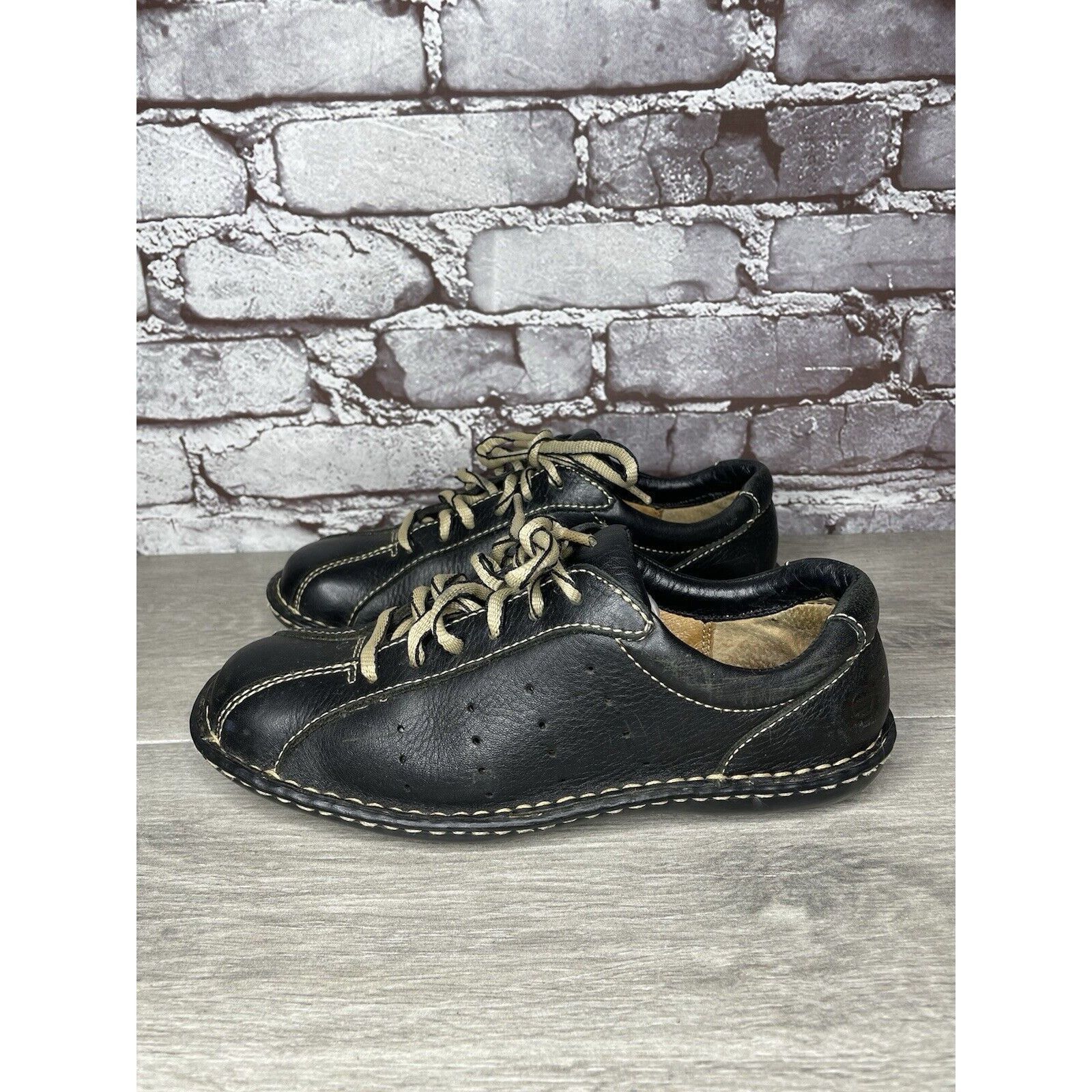 Born Born Black Leather Bicycle Lace Up Casual Comfort Shoes Wome Size US 6.5 / IT 36.5 - 1 Thumbnail
