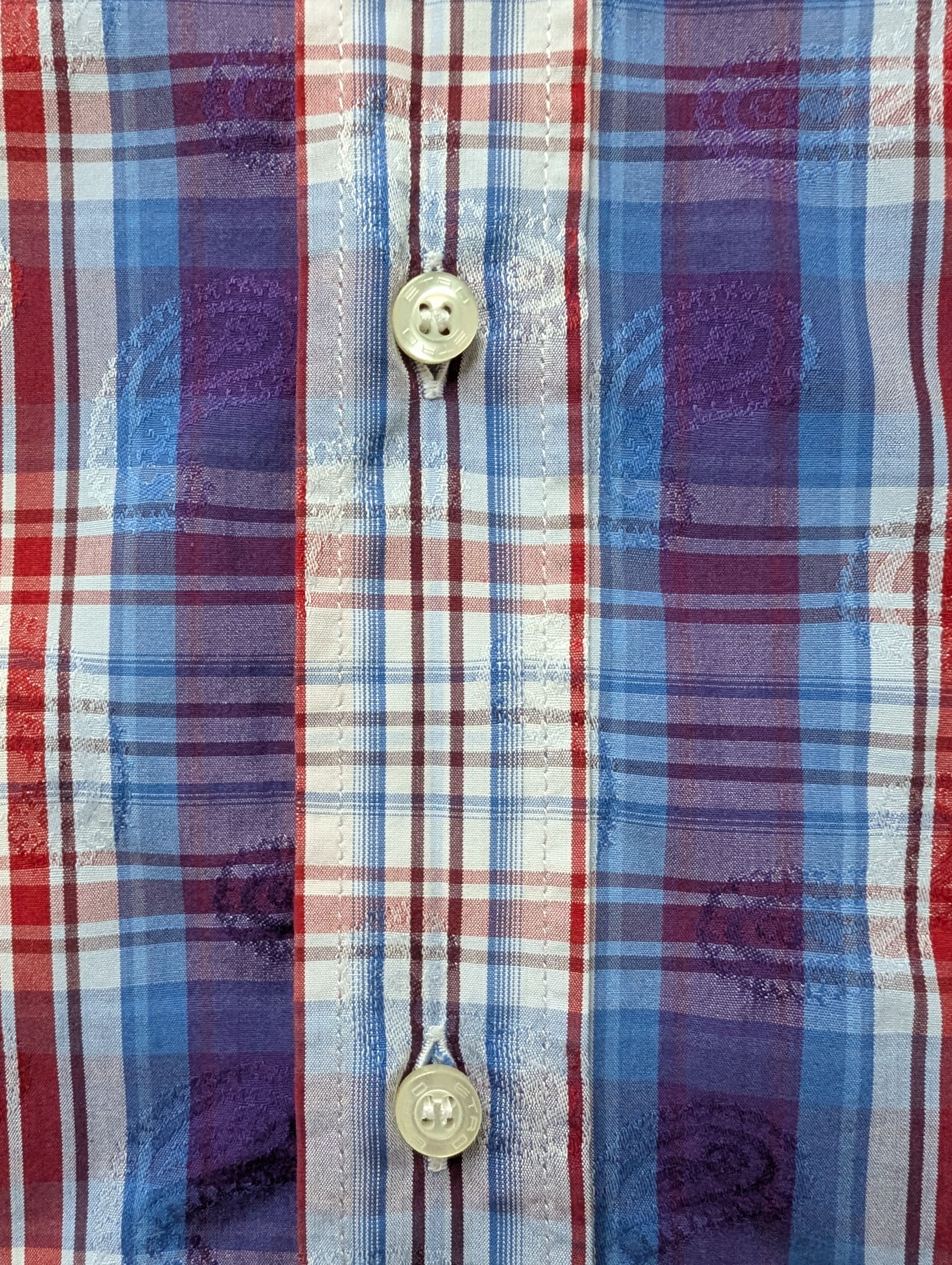 Etro Etro Shirt 42 Paisley Blue Red Check Cotton Long Sleeve Size US XL / EU 56 / 4 - 3 Thumbnail