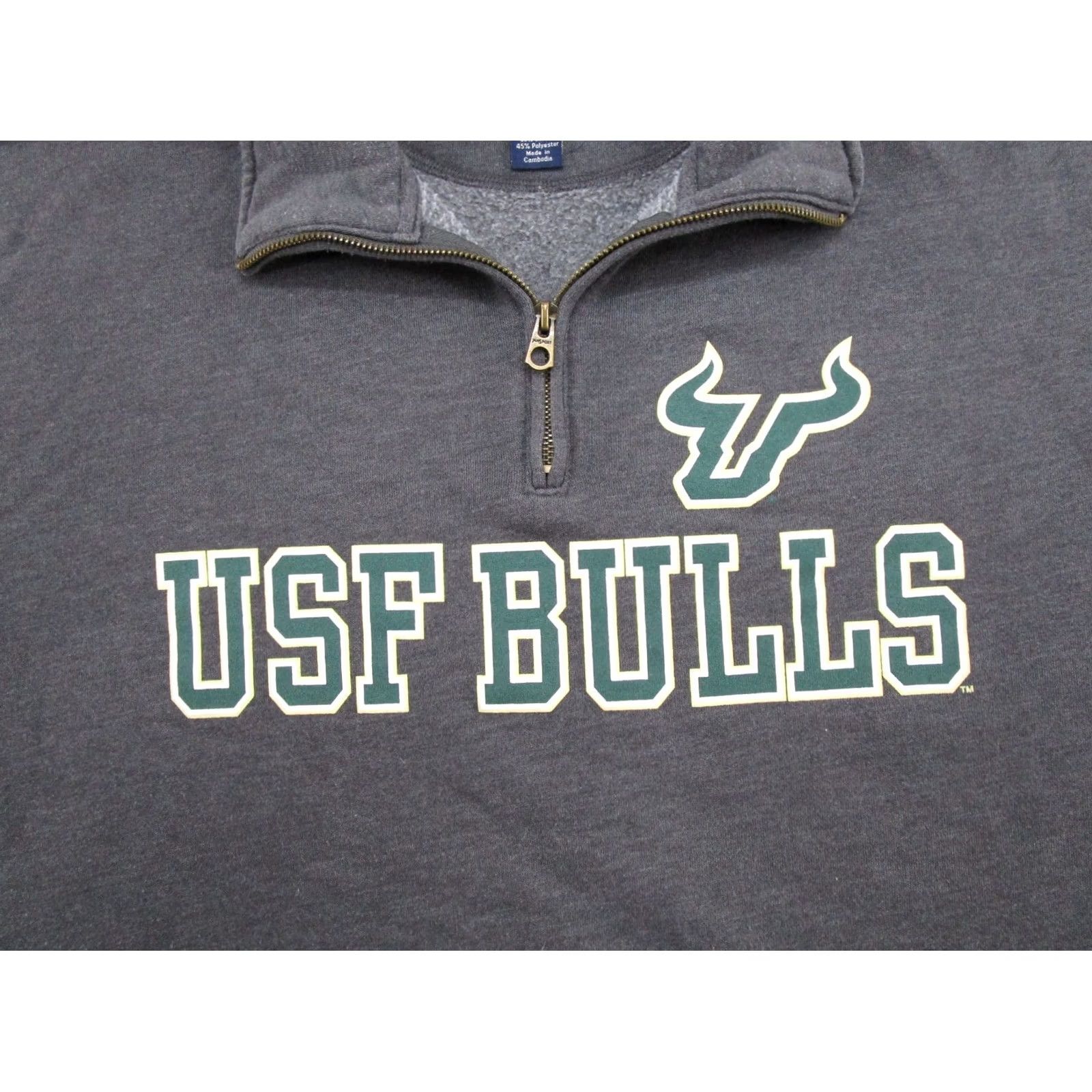 Jansport USF Bulls University Sweatshirt Pullover 1/4 Zip Hooded Gray 2XL Mens Sports University 90s theme Size US XXL / EU 58 / 5 - 2 Thumbnail