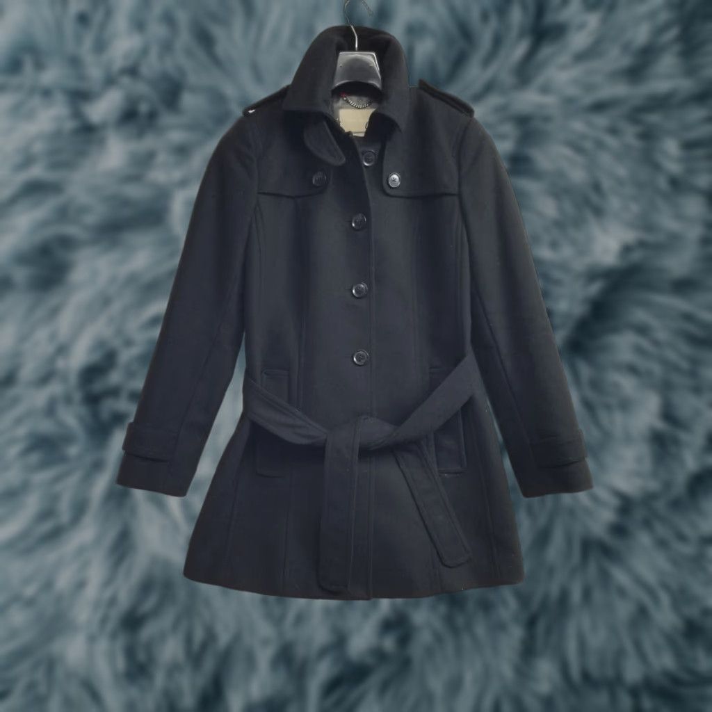 Banana Republic Banana Republic Coat BelTED Belted Wool Blend Black Women's Size Small Pea Coat Fall Winter Spring Wool Blend Regular Size S Belted Womens Size S / US 4 / IT 40 - 1 Thumbnail