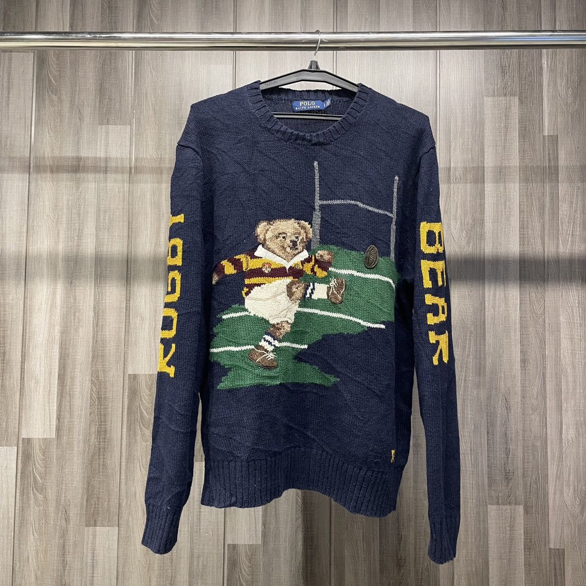 Polo Ralph Lauren × Vintage Polo Ralph Lauren Polo Bear Sweater Rugby bear Size US L / EU 52-54 / 3 - 1 Thumbnail