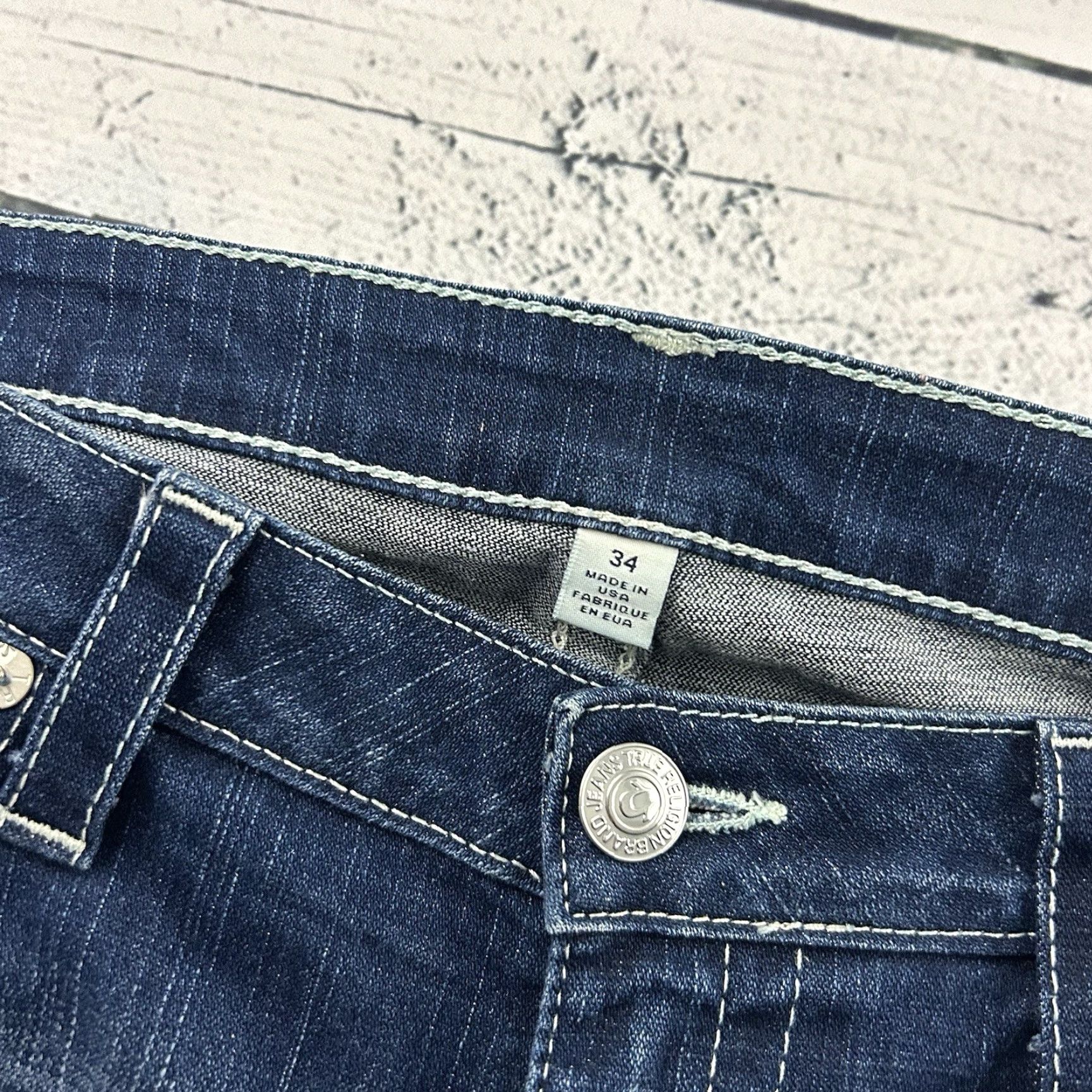 True Religion VINTAGE True Religion Jeans Denim Blue 5-Pocket Distressed Skinny 34x32 Mens Size US 34 / EU 50 - 4 Thumbnail