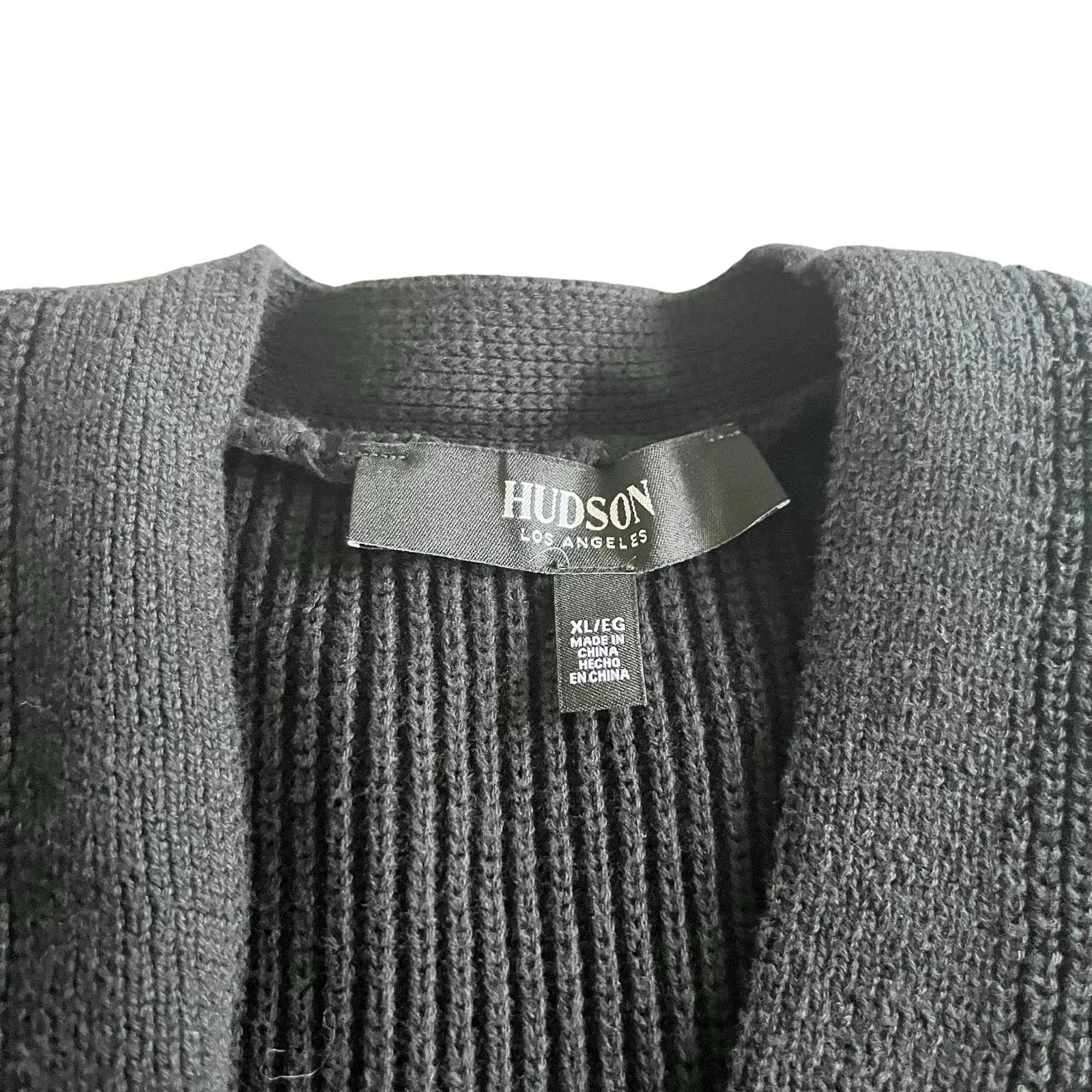 Hudson Hudson Womens Black Ribbed V Neck Cotton Cardigan Size XL / US 12-14 / IT 48-50 - 5 Thumbnail
