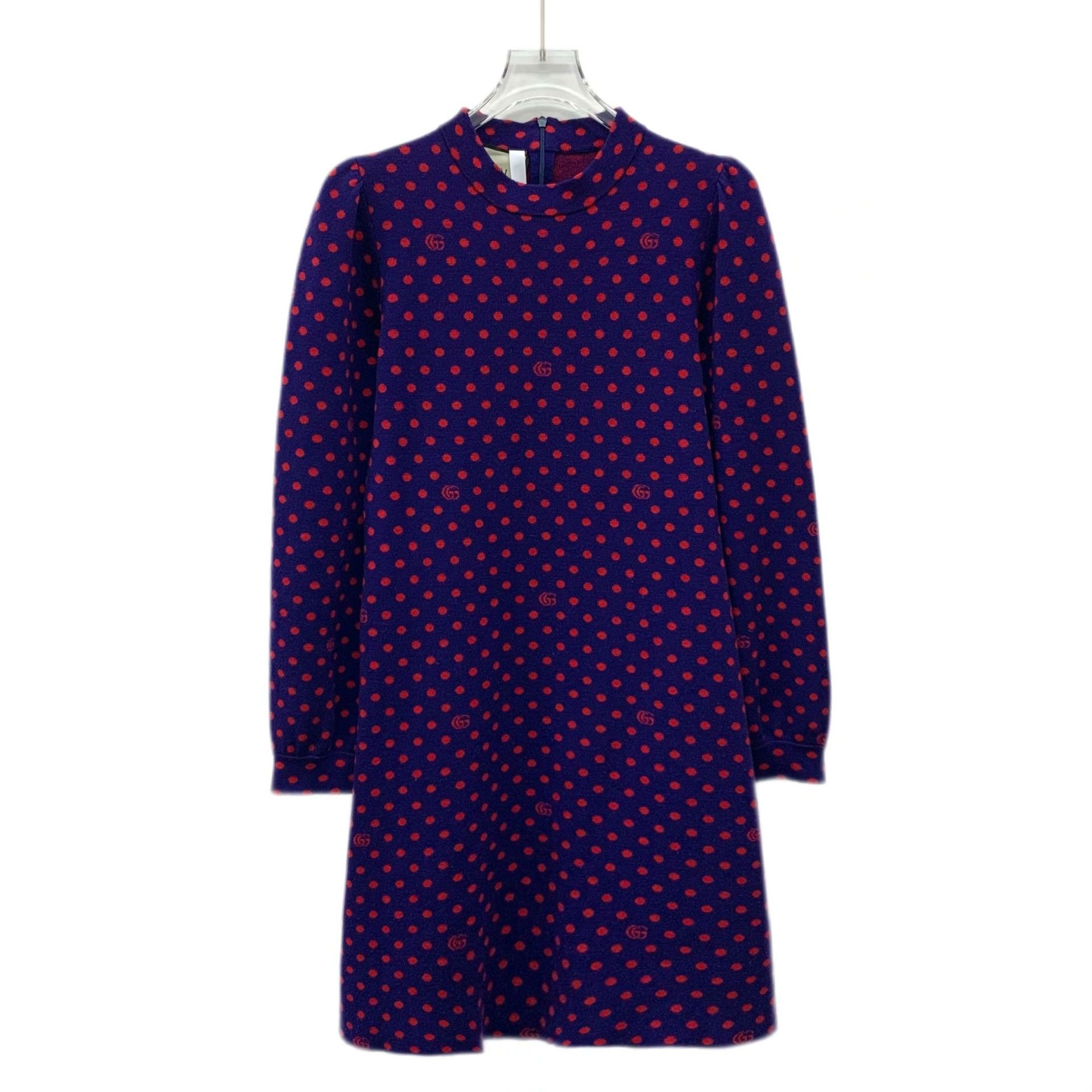 Gucci Gucci Purple Polka Dot Wool Dress Size S / US 4 / IT 40 - 1 Thumbnail