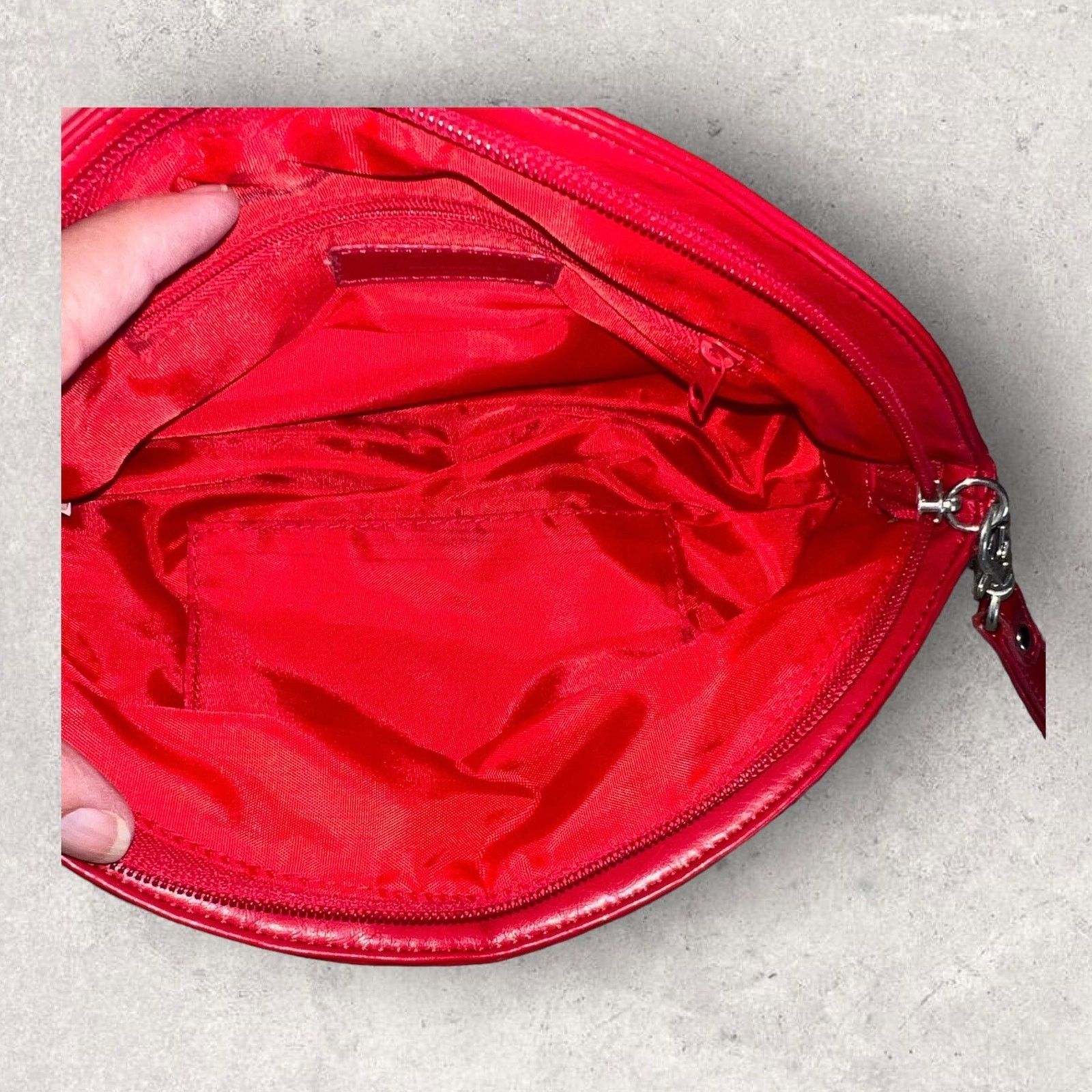 Other Vintage Candie’s Red Perforated Faux Leather Clutch Size ONE SIZE - 5 Thumbnail