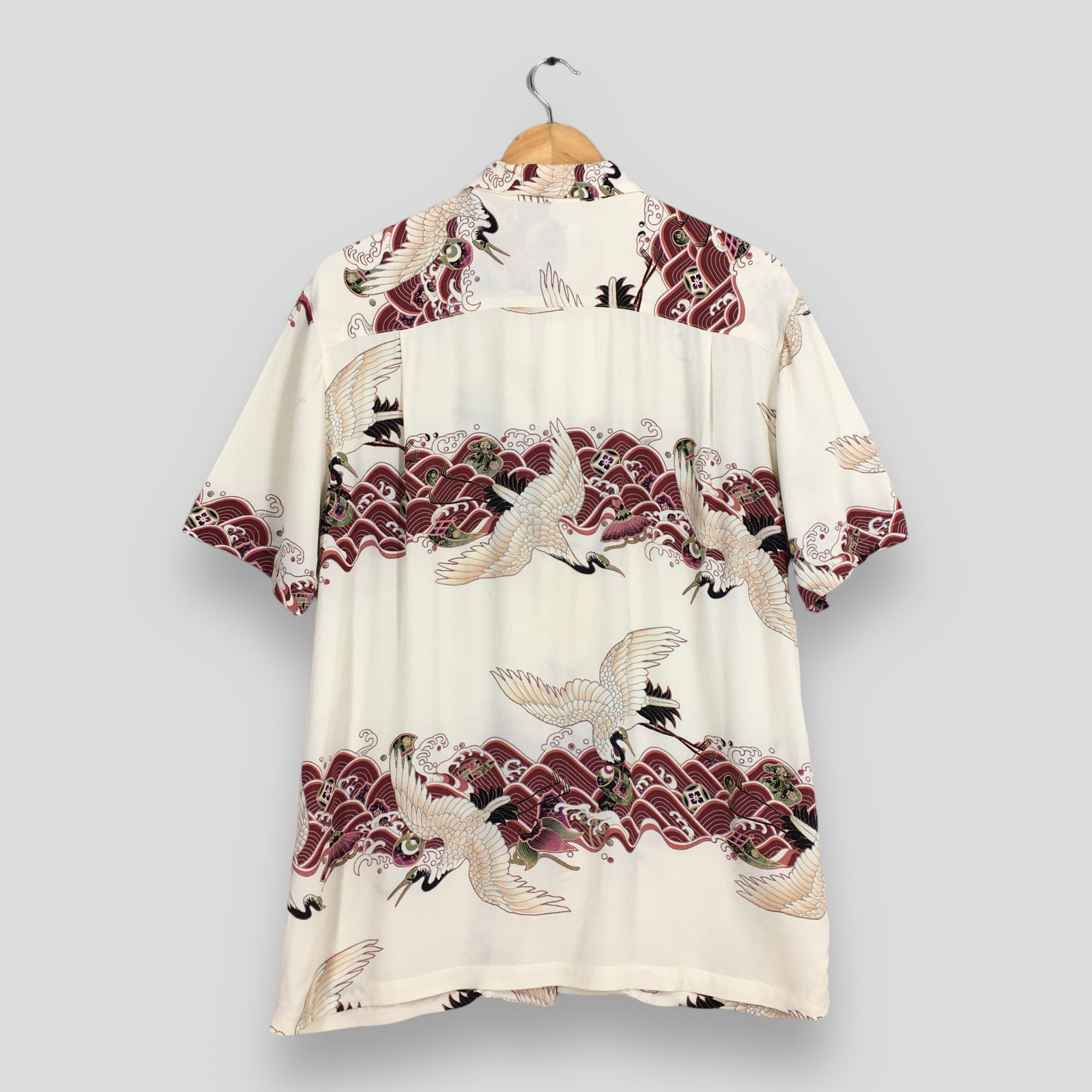 Japanese Brand Vtg Oniwa Soto Hawaiian Japanese Phoenix Bird Rayon Shirt Size US M / EU 48-50 / 2 - 8 Thumbnail