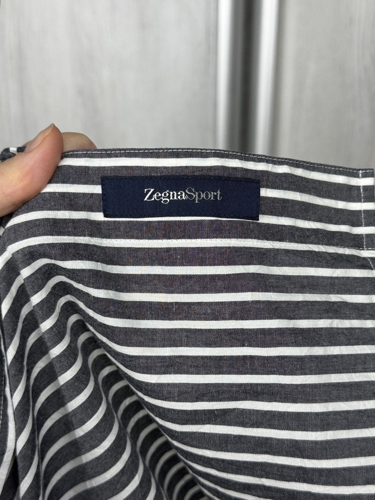 Ermenegildo Zegna Zegna Sport Striped Grey/White Cotton Shirt Pinstripe XXL Size US XXL / EU 58 / 5 - 10 Thumbnail