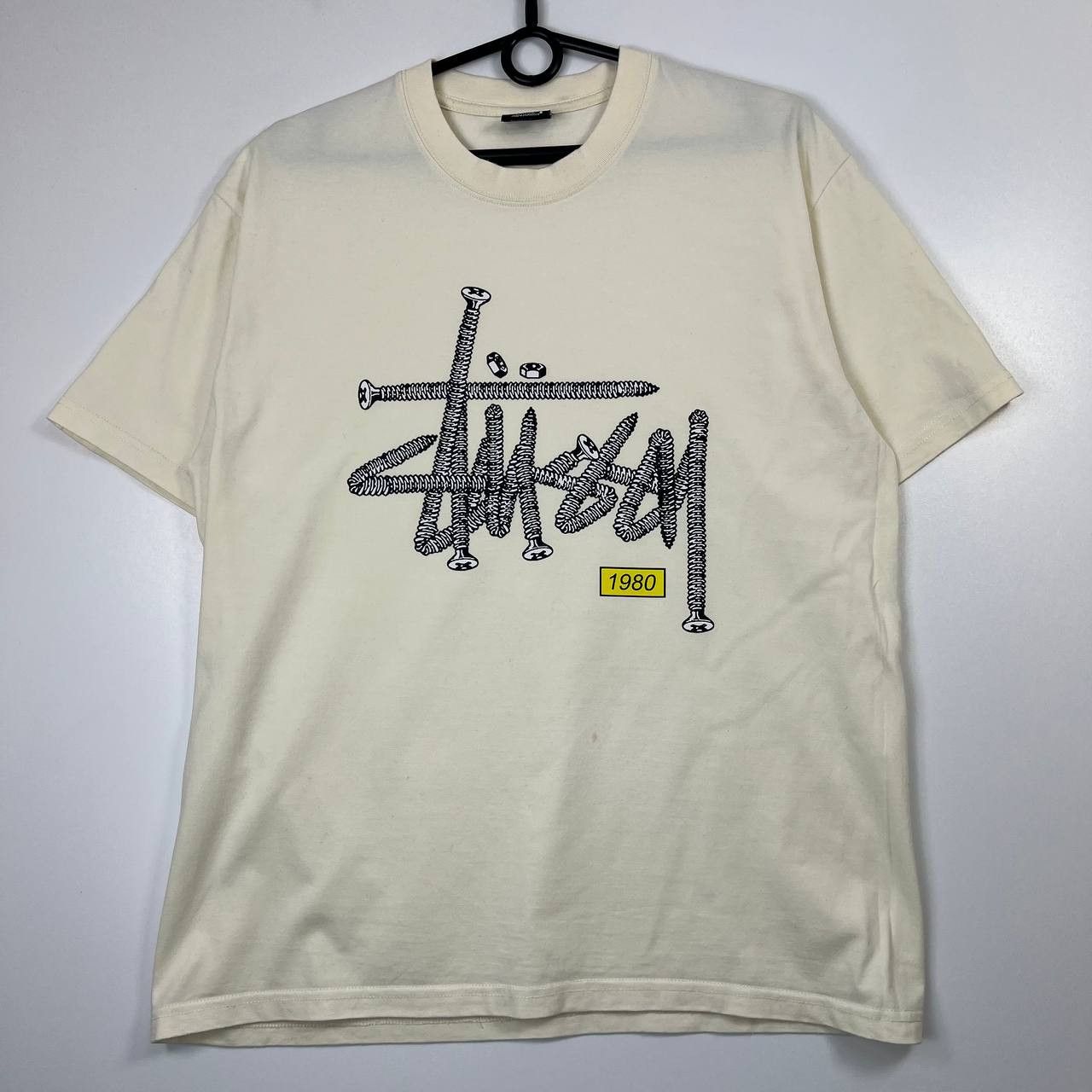 Stussy Stussy 1980 Screws Logo T Shirt Cream Graphic Mens Size M Size US M / EU 48-50 / 2 - 1 Thumbnail