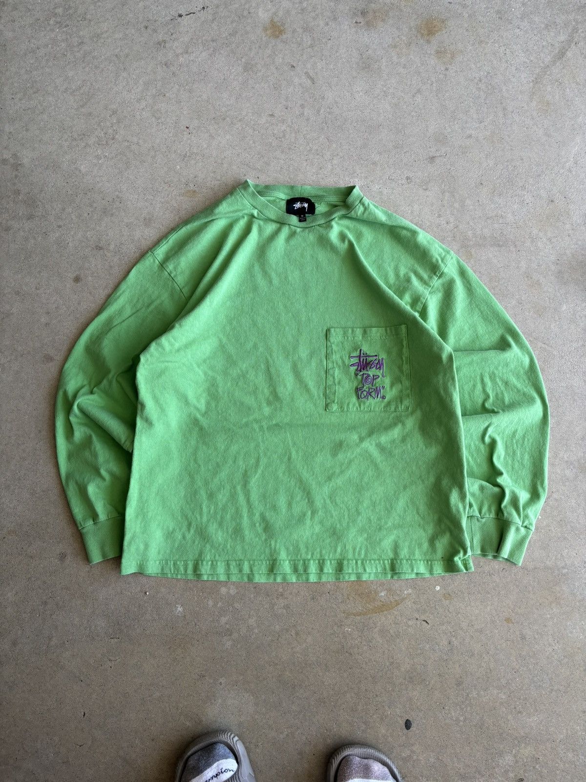 Stussy Y2K Stussy Top For Embroidered Lime Green Longsleeve Size US M / EU 48-50 / 2 - 1 Thumbnail