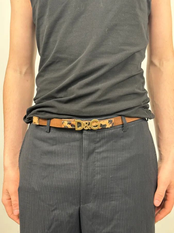 Dolce & Gabbana 2000s Dolce & Gabbana Brown Fur Effect Leopard Leather Belt Size ONE SIZE - 2 Thumbnail
