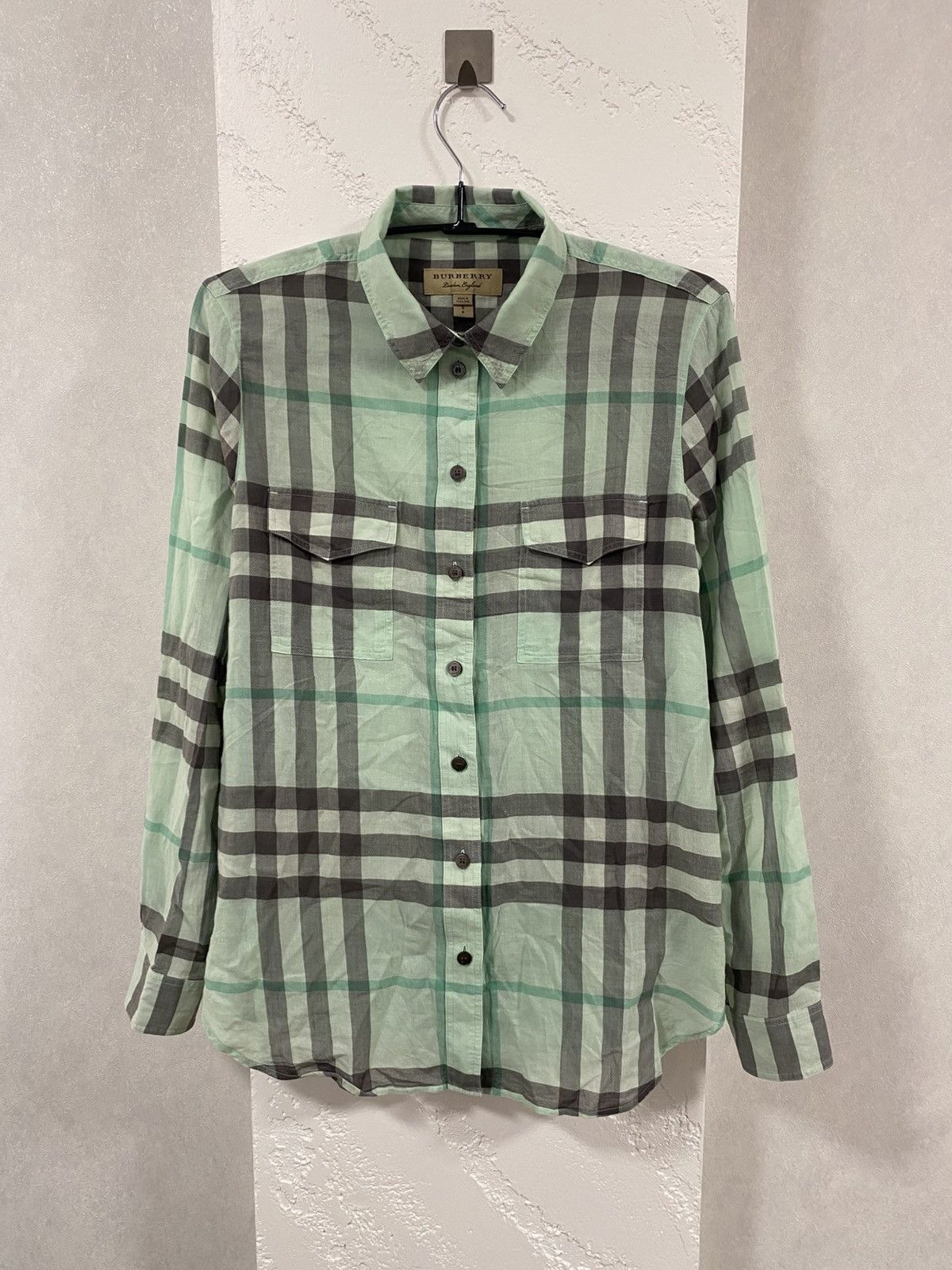 Burberry Burberry Nova Check Mint Green Shirt Size: S Size S / US 4 / IT 40 - 1 Thumbnail
