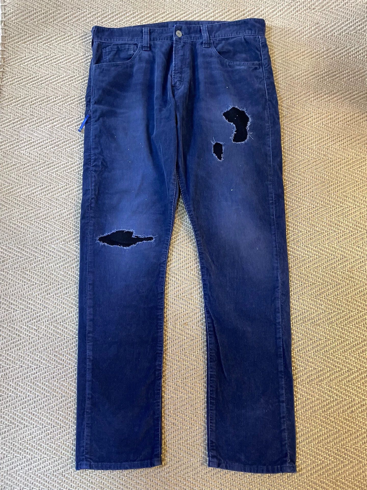 Vanquish VANQ x FRAG Corduroy Destroyed Patch Ink Navy W36 Mint Size US 36 / EU 52 - 1 Thumbnail