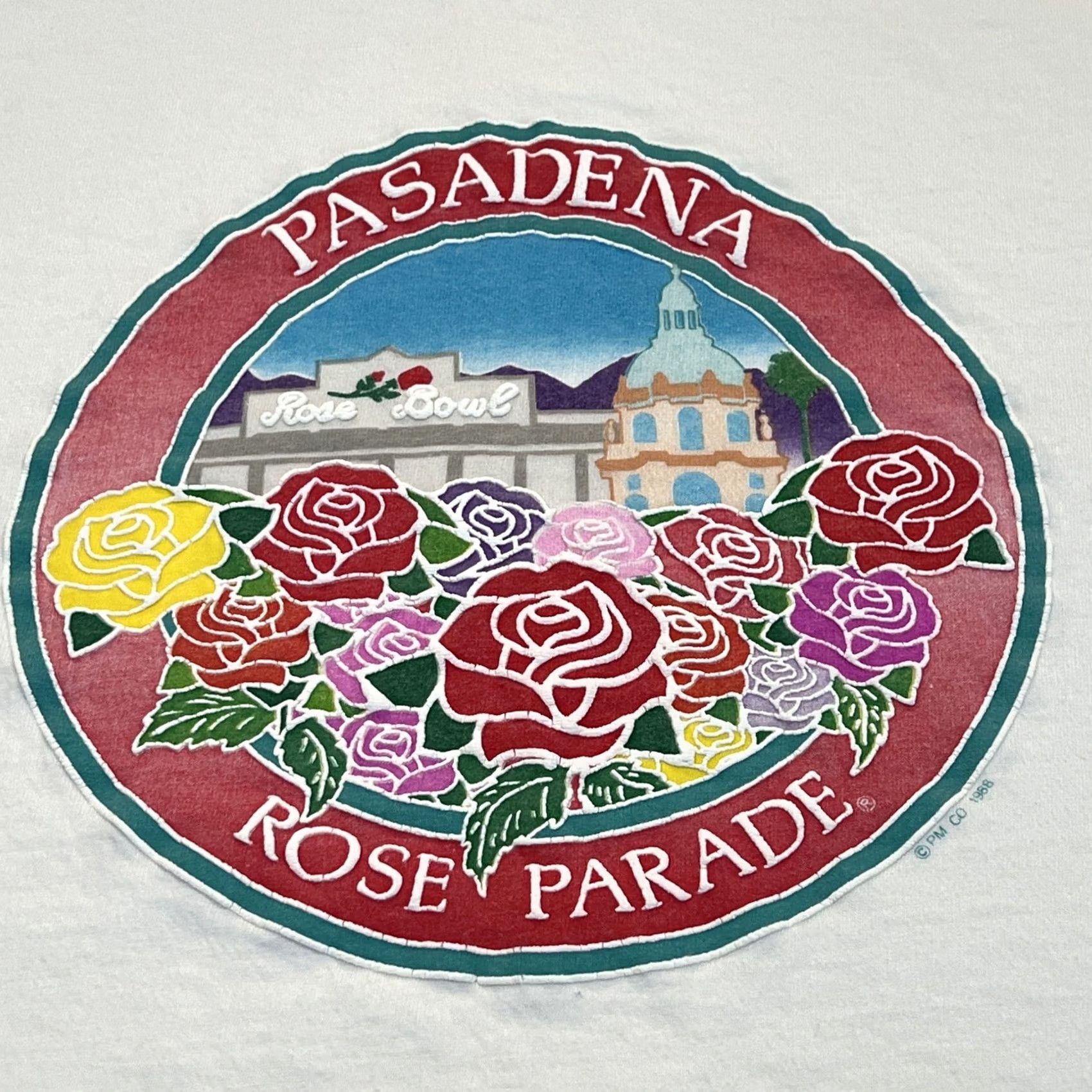 Hanes VINTAGE 1980s Pasadena Rose Bowl Parade T Shirt XL Unisex White Hanes Graphic Tee Puffy Size US XL / EU 56 / 4 - 2 Thumbnail