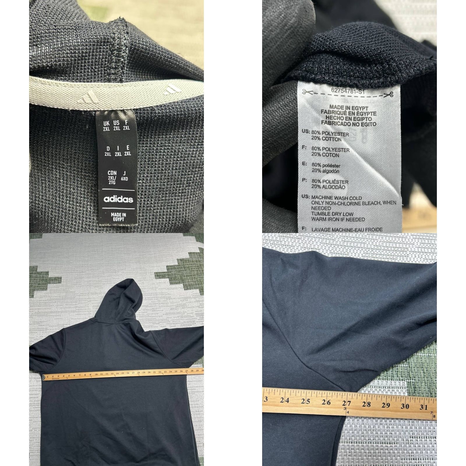 Adidas Adidas Essentials Hoodie Mens XXL Black Logo Cotton Fleece Lined Hooded Pullover Size US XXL / EU 58 / 5 - 8 Thumbnail