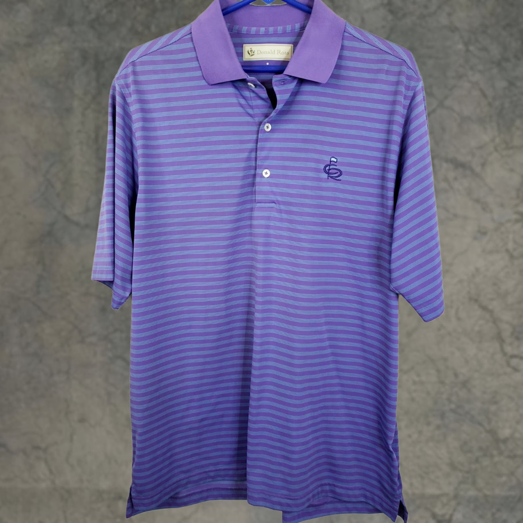 Vintage Donald Ross Polo Shirt Mens M Purple Blue Striped Performance Lightweight Golf Shirt Size US M / EU 48-50 / 2 - 1 Thumbnail