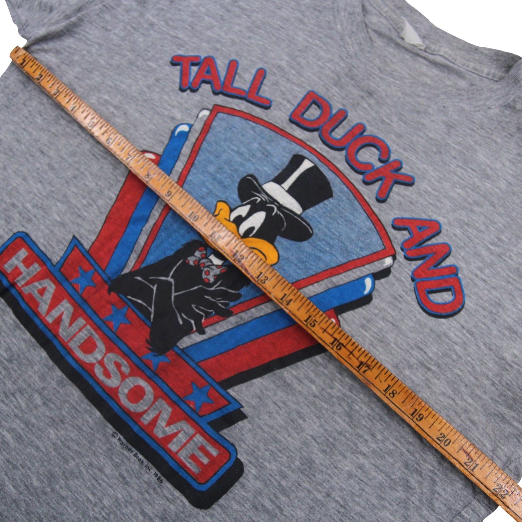 Vintage VINTAGE 80s Looney Tunes Daffy Duck "Tall, Duck, and Handsome" Graphic T Shirt Mens Large Gray Size US L / EU 52-54 / 3 - 6 Thumbnail