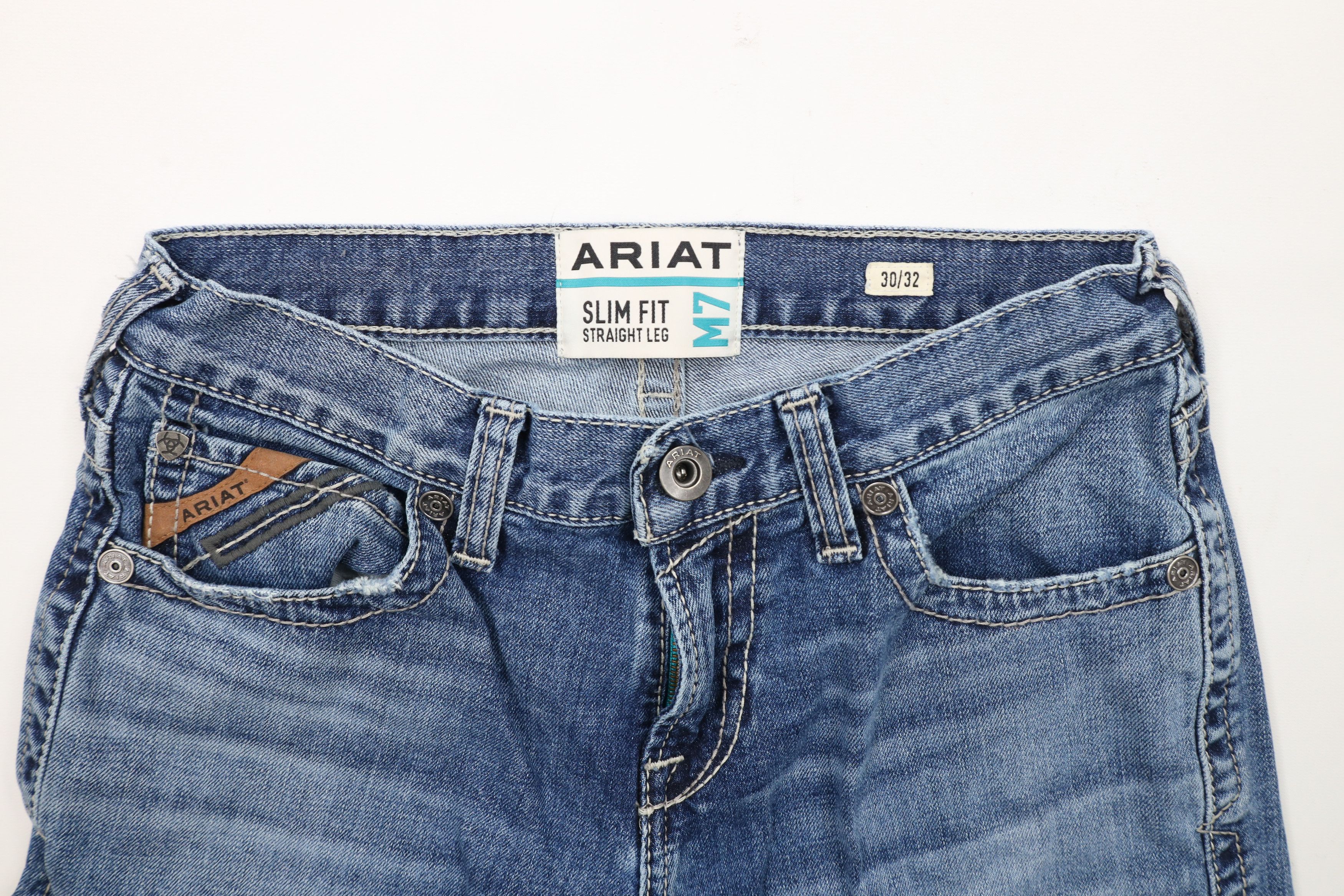 Ariat × Vintage Ariat Thick Stitch M7 Slim Fit Straight Leg Denim Jeans Blue Size US 30 / EU 46 - 9 Thumbnail