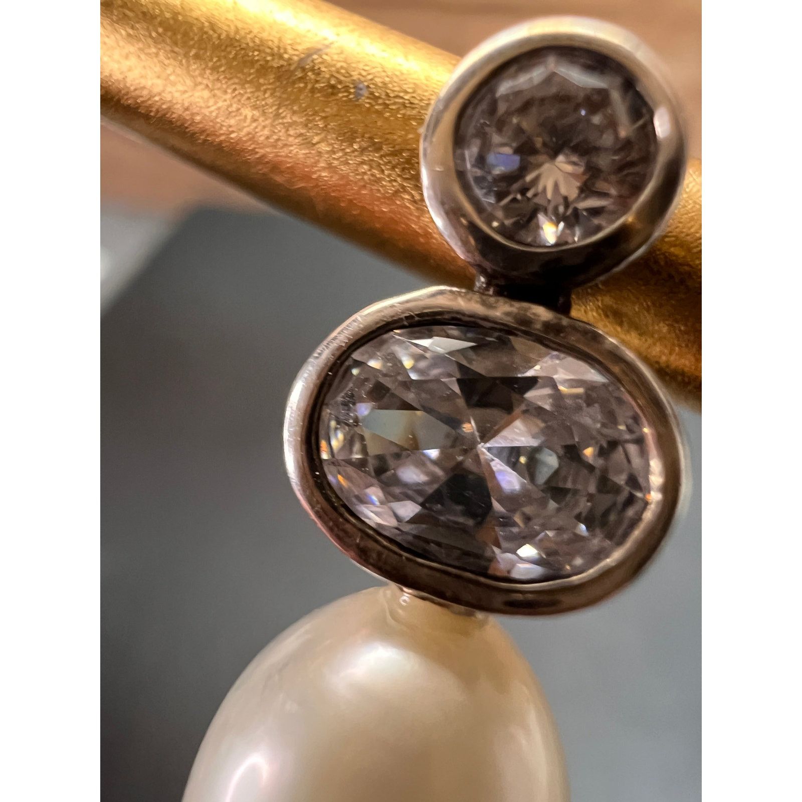 Other Cultured pearl and CZ sterling silver drop earrings Size ONE SIZE - 13 Thumbnail