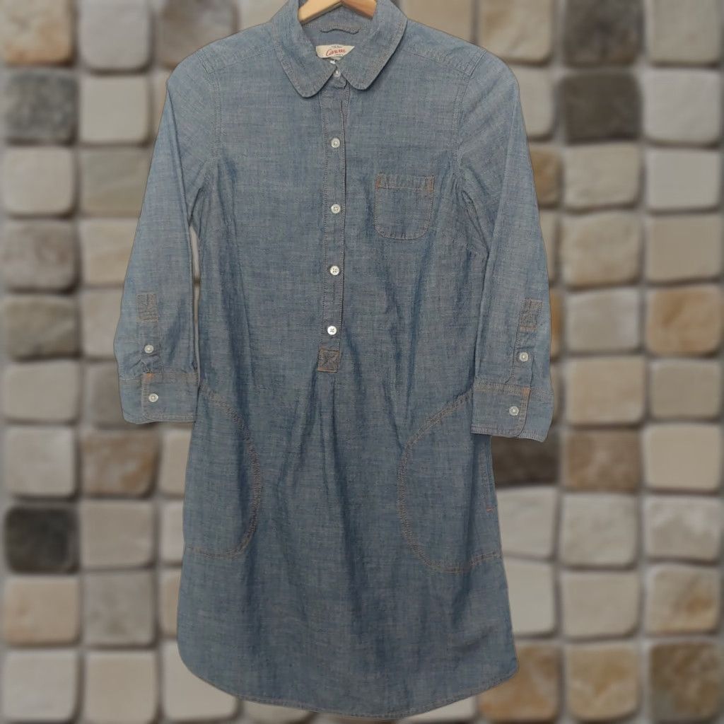Lands' End Lands' End Shirt Dress Womens 2 Chambray Button Collar Blue Long Sleeve Dress Length Knee Length Casual Business Party/Cocktail Travel Womens Size XS / US 0-2 / IT 36-38 - 1 Thumbnail