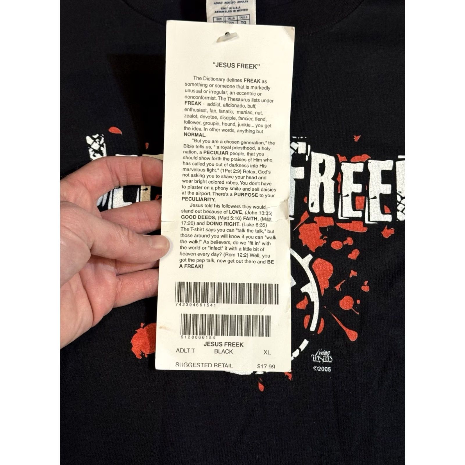 Delta VINTAGE Living Epistles Jesus Jeezus Freek Tee DEADSTOCK Y2K NWT Sz XL 2005 Size US XL / EU 56 / 4 - 7 Thumbnail