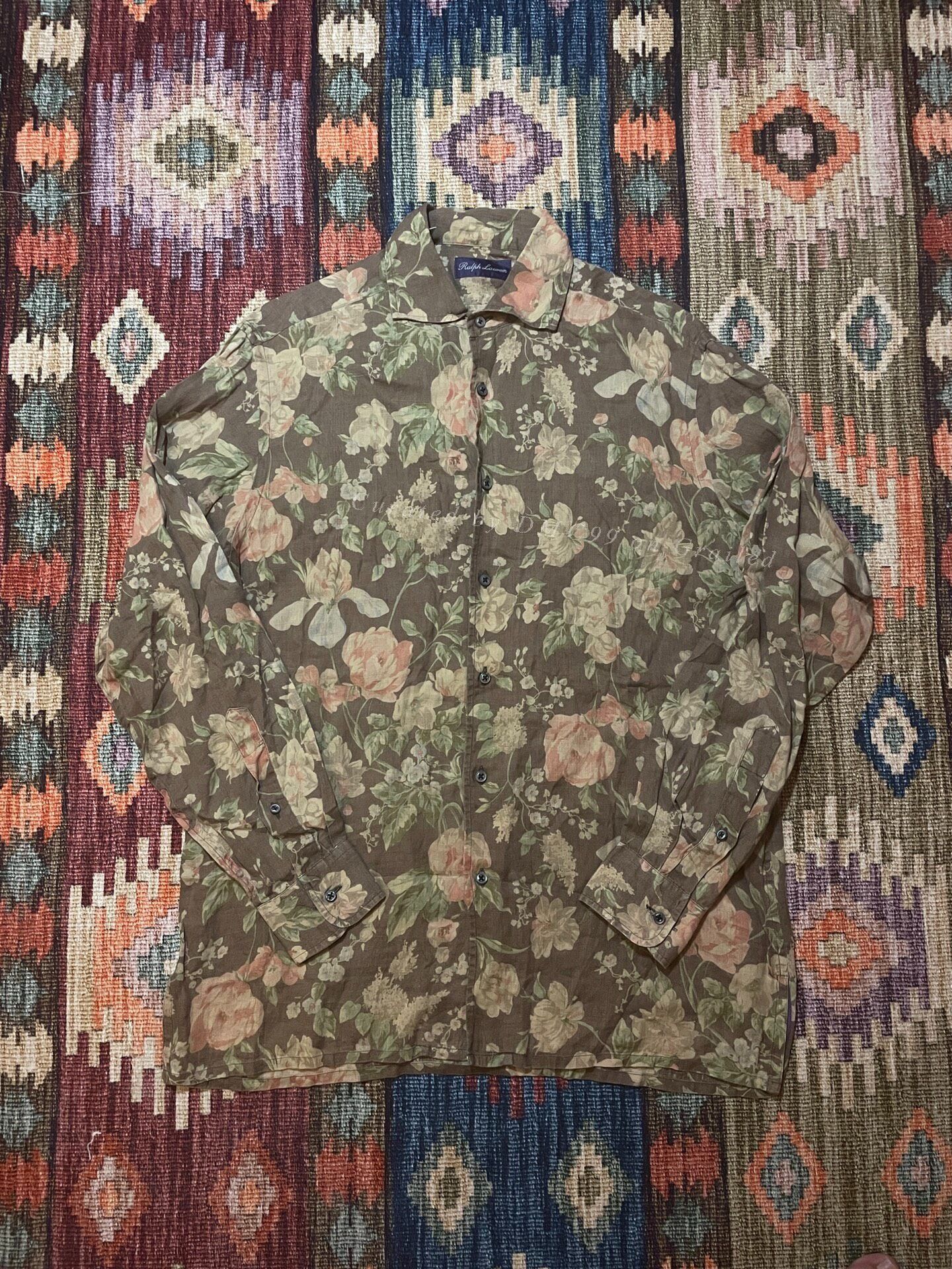 Ralph Lauren Ralph Lauren Purple Label Floral Linen Shirt Size US M / EU 48-50 / 2 - 1 Thumbnail