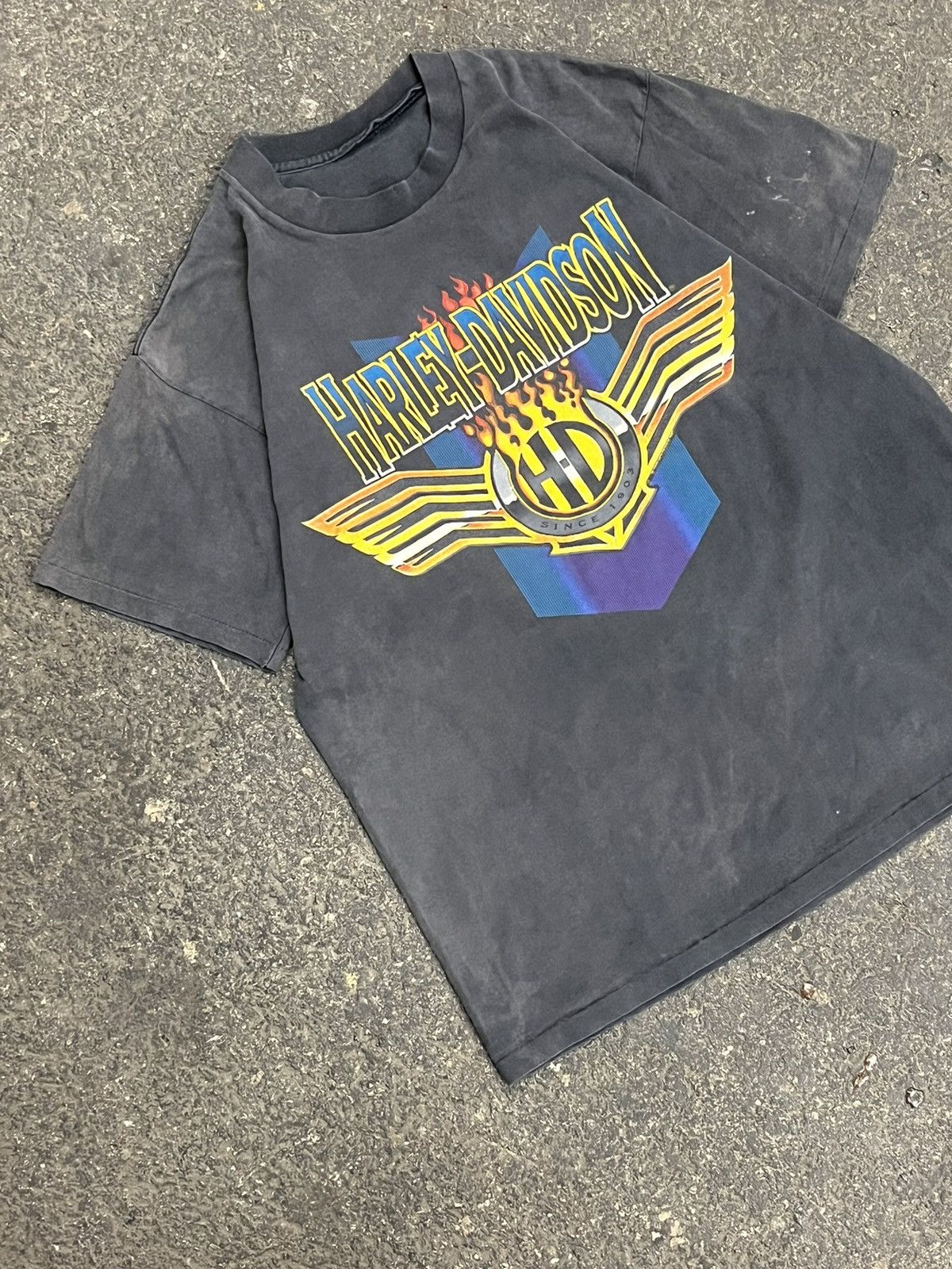 Harley Davidson × Vintage Harley Davidson 90s vintage tee faded streetwear hype skater Size US XL / EU 56 / 4 - 1 Thumbnail
