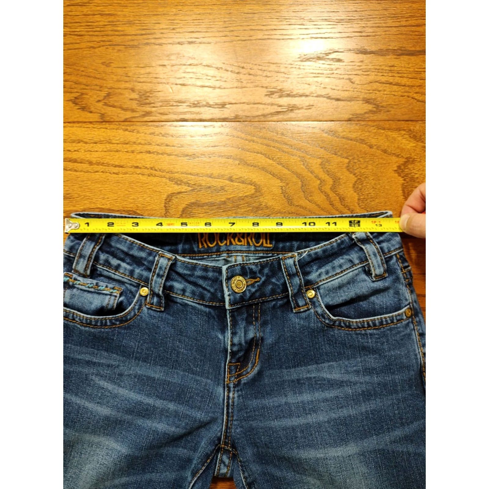 Denime VINTAGE Rock & Roll Denim Jeans Women 26 X 28 Inseam Bootcut Thick Stitch Cowboy Western Rock & Roll Denim Girls Size 26" / US 2 / IT 38 - 7 Thumbnail