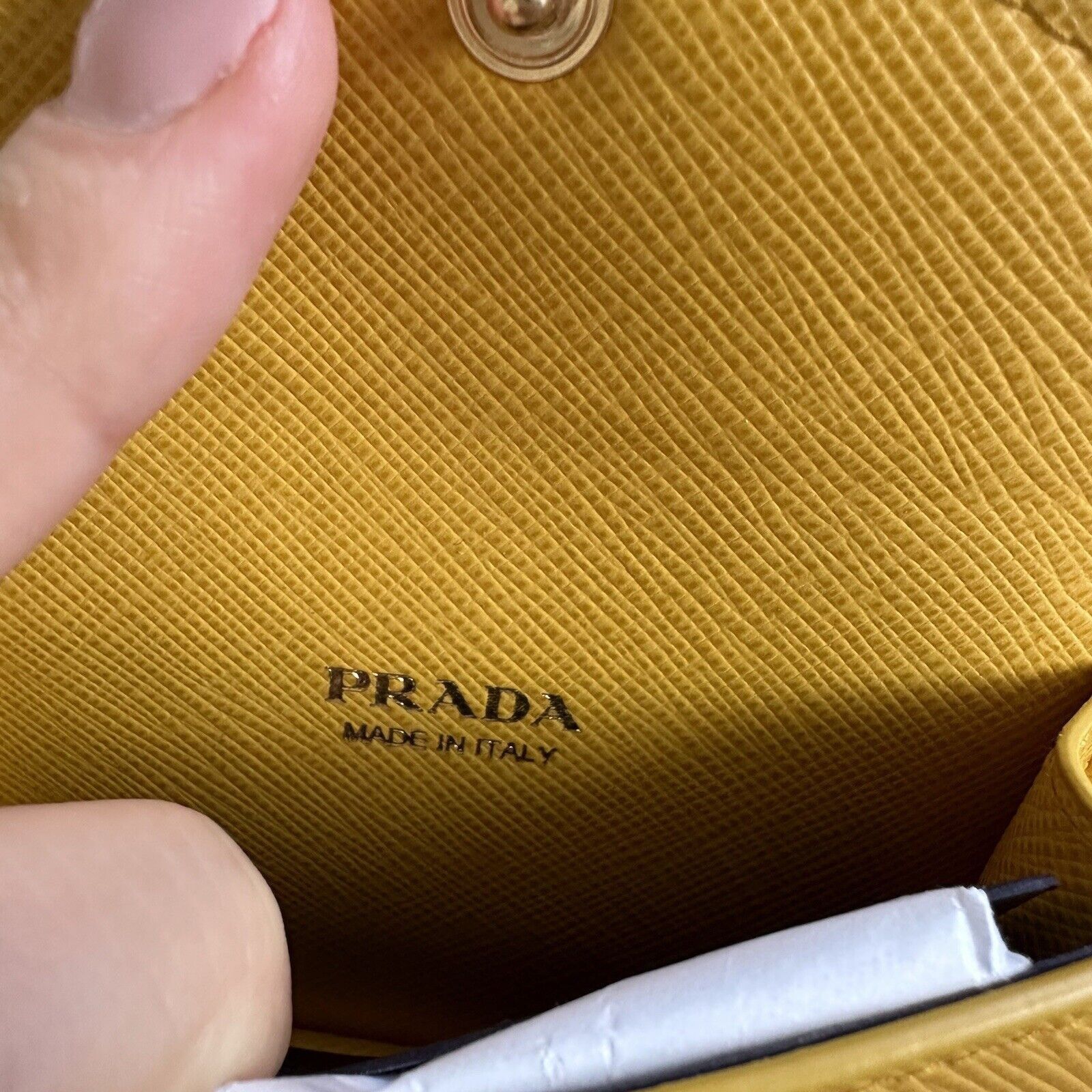 Prada NEW PRADA Prada Saffiano Leather Card Holder In Sunny Yellow Size ONE SIZE - 7 Thumbnail