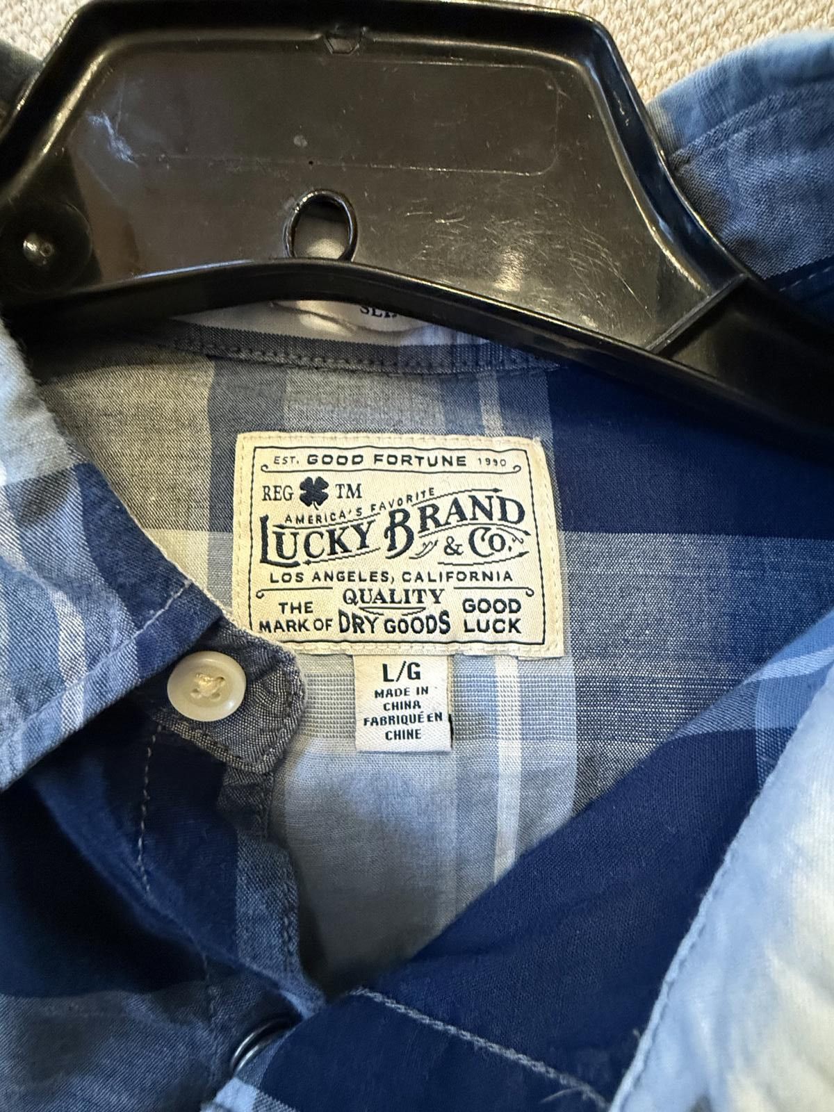 Lucky Brand Lucky Brand Men's Blue Plaid Long Sleeve Shirt Large Size US L / EU 52-54 / 3 - 2 Thumbnail