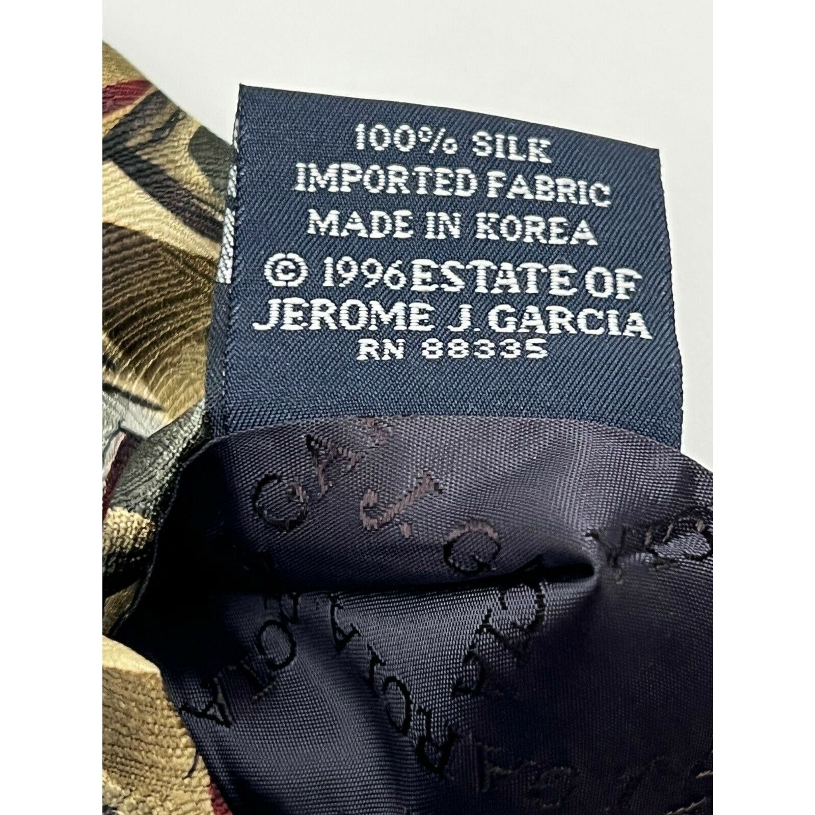 Other Jerry J Garcia Korea Brown Silver 100% Silk Necktie Neck Tie Size ONE SIZE - 7 Thumbnail