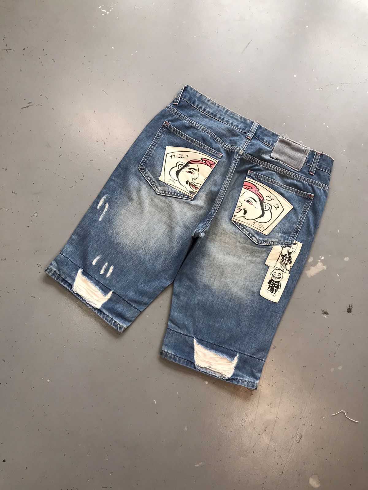 Japanese Brand × Vintage Vintage Evisu inspired daromadoll patch work denim jort Size US 34 / EU 50 - 6 Thumbnail