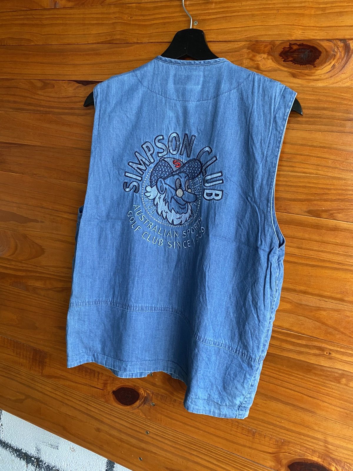 Vintage Vintage Simpson Club Denim Vest 90s Sports Casual Embroidere Size US M / EU 48-50 / 2 - 8 Thumbnail